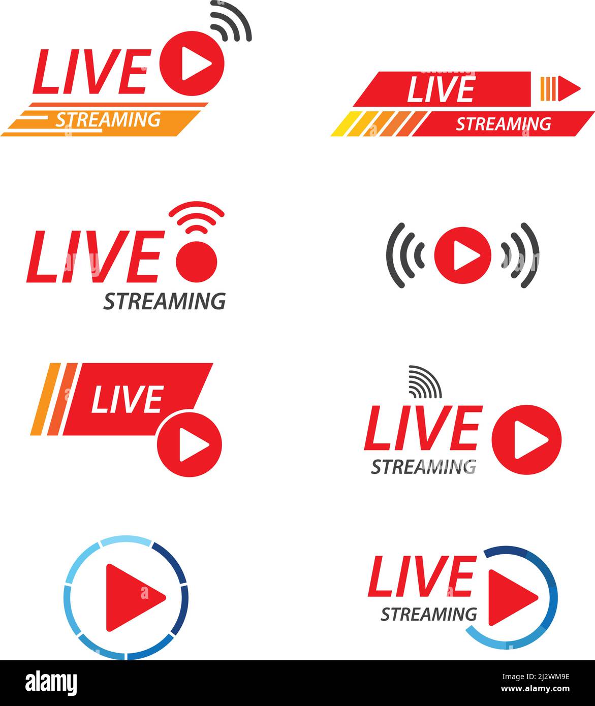 Vorlage für Symbole für Live-Streaming-Wiedergabe Stock Vektor