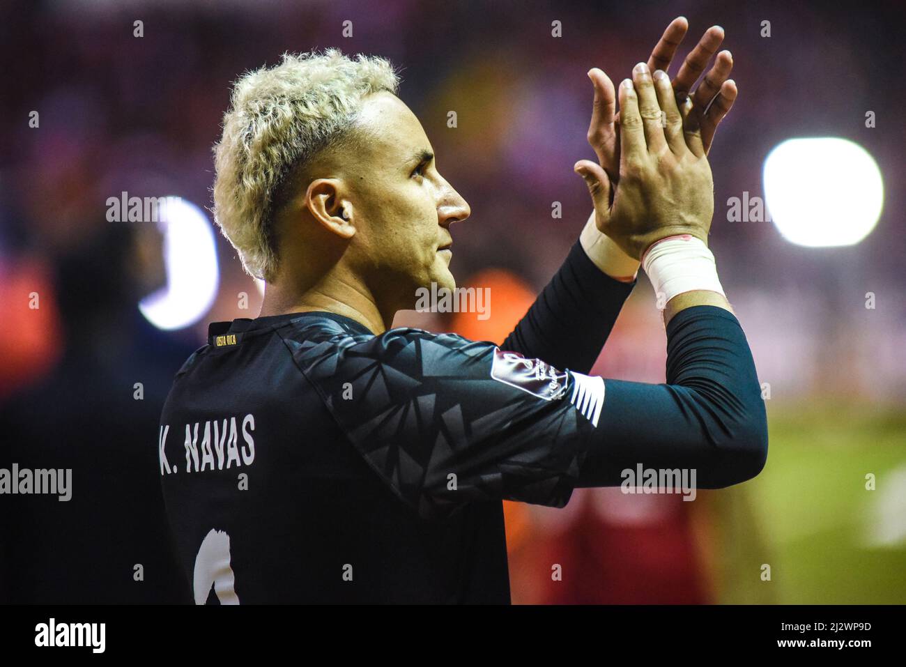 SAN JOSE, Costa Rica: Der costaricanische Torwart Keylor Navas nach dem 2-0 in Costa Rica errungenen Sieg über die USA in den CONCACAF FIFA World Cup Qualifiers am März Stockfoto