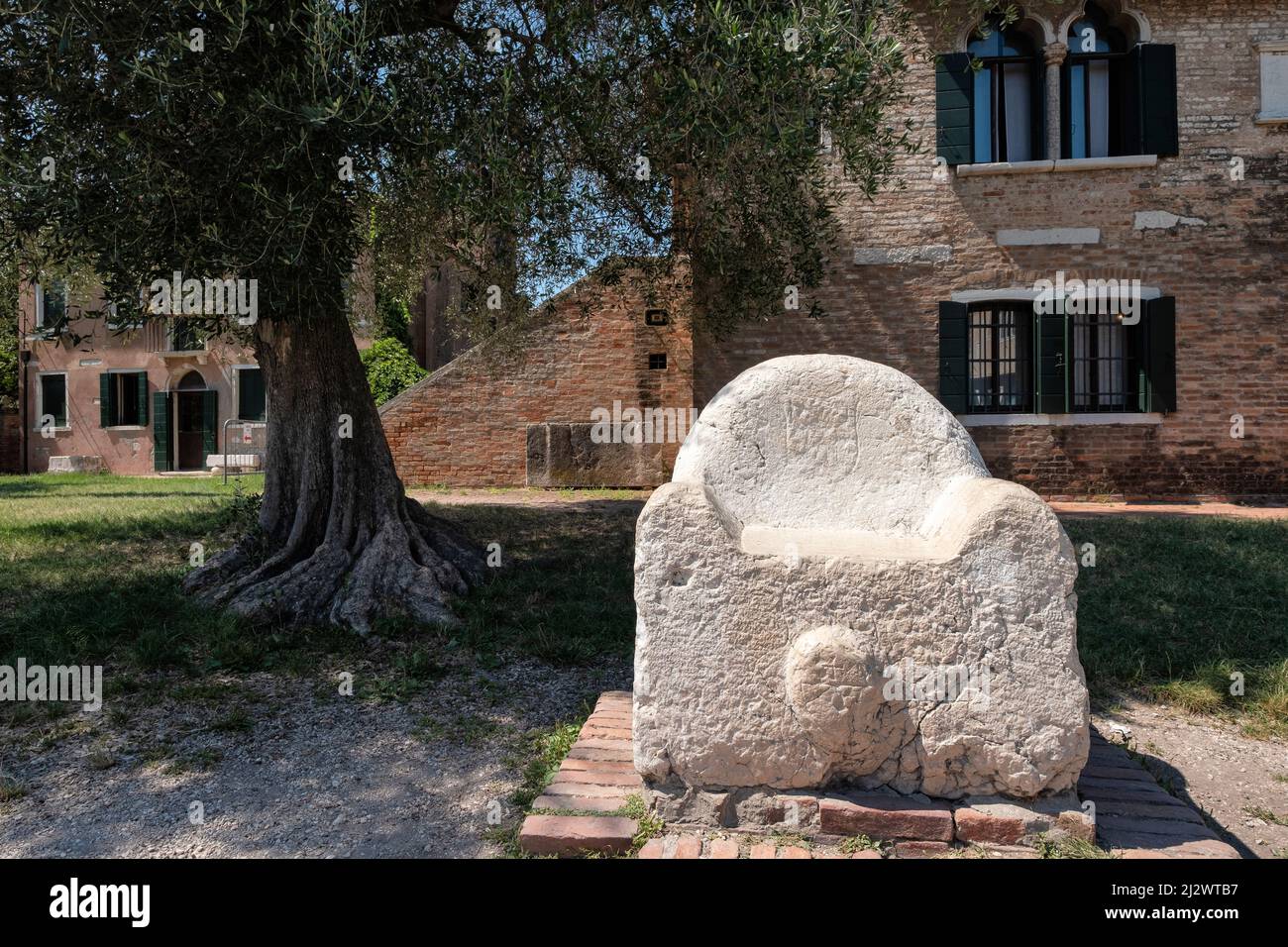 Museo Di Torcello, Thron von Attila, in der Nähe von Venedig, Ventien, Adria, Italien, Europa Stockfoto