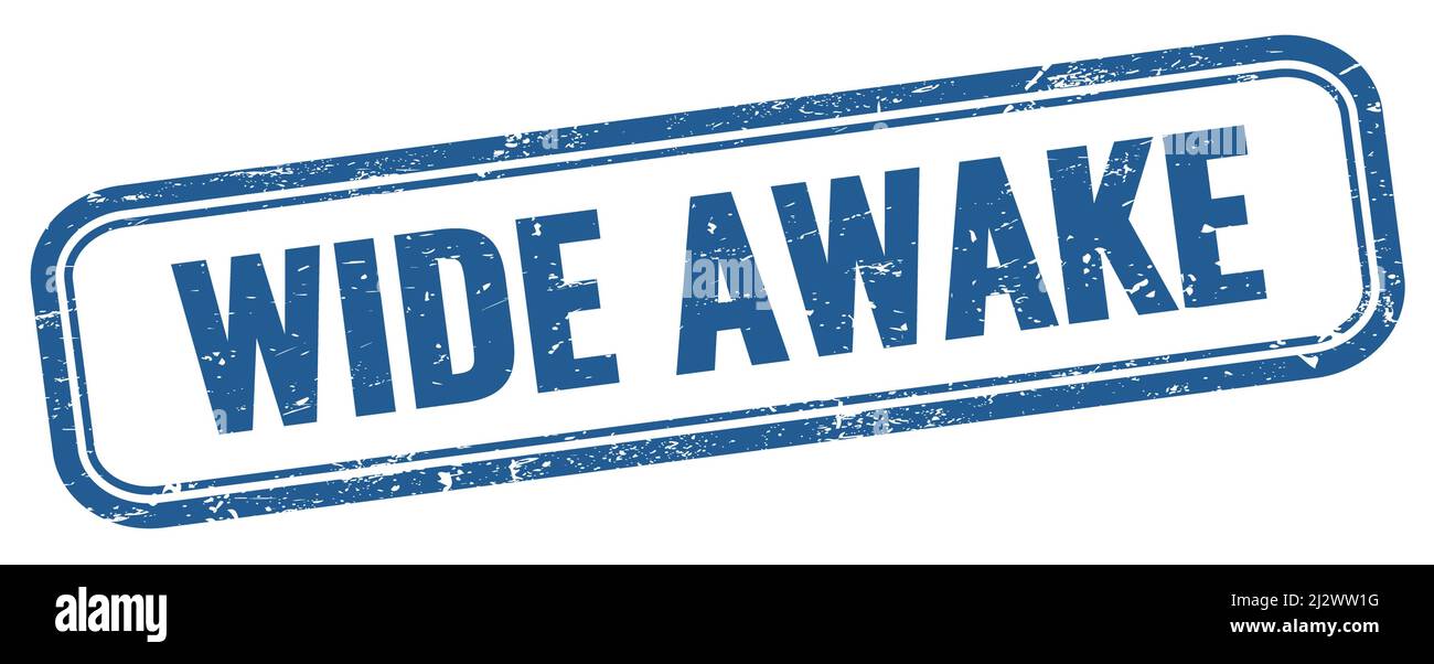 HELLWACH Text auf blauem grungy Vintage Rechteck Stempel. Stockfoto