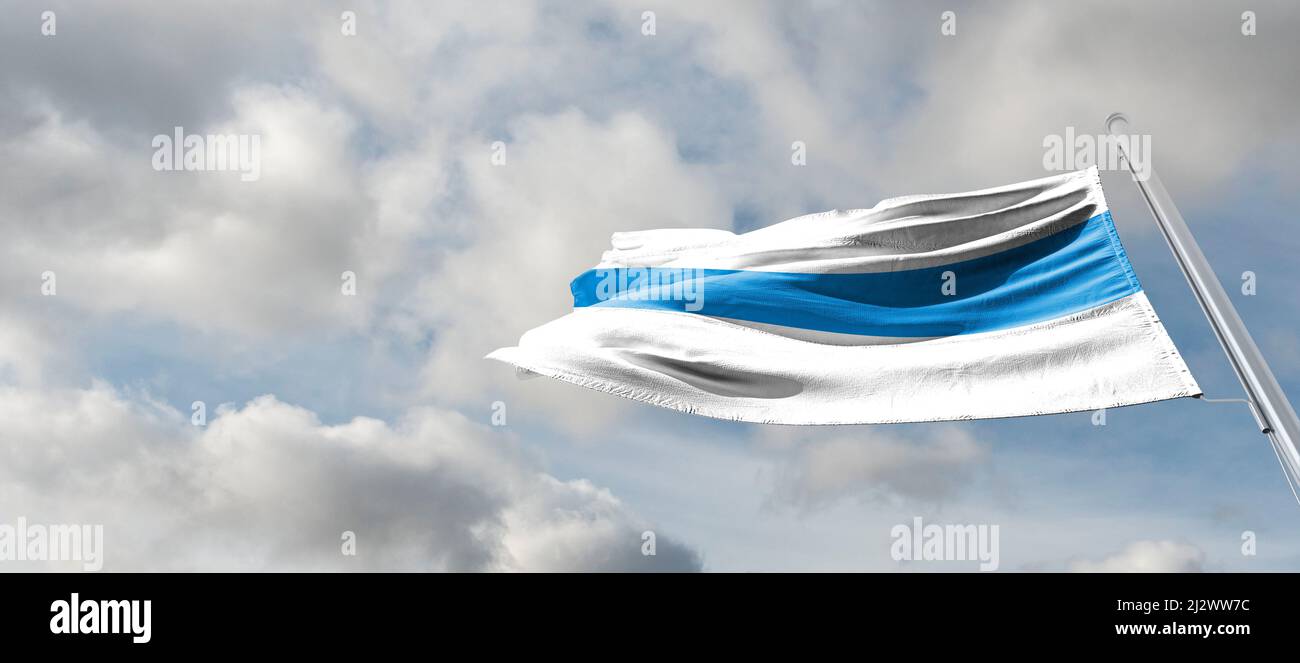 Russische Anti-Kriegs-Flagge verwendet ein Symbol der Opposition gegen die russische Invasion der Ukraine im Jahr 2022 Stockfoto