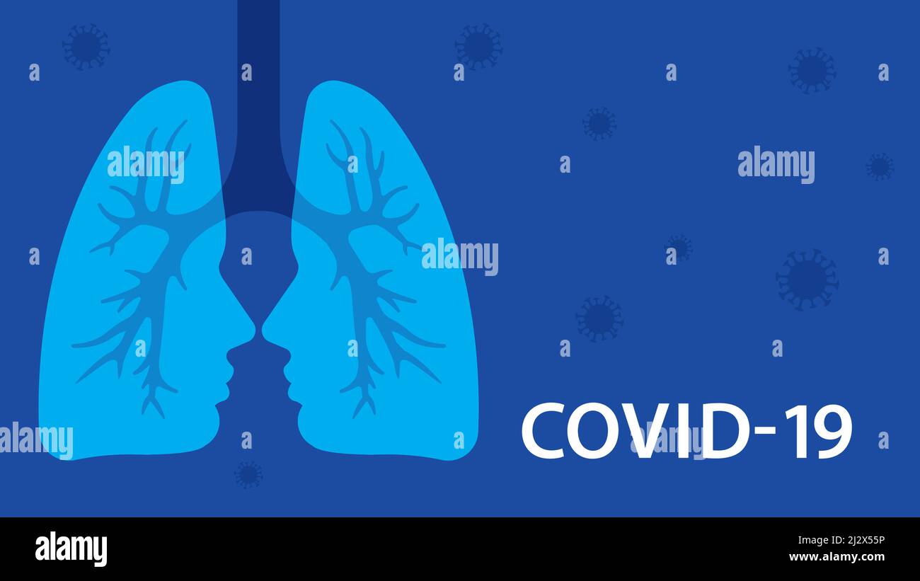 Stilisierte menschliche Lungen und neuartiges Coronavirus. Konzept der Coronavirus-Quarantäne. Vektorgrafik. Stock Vektor