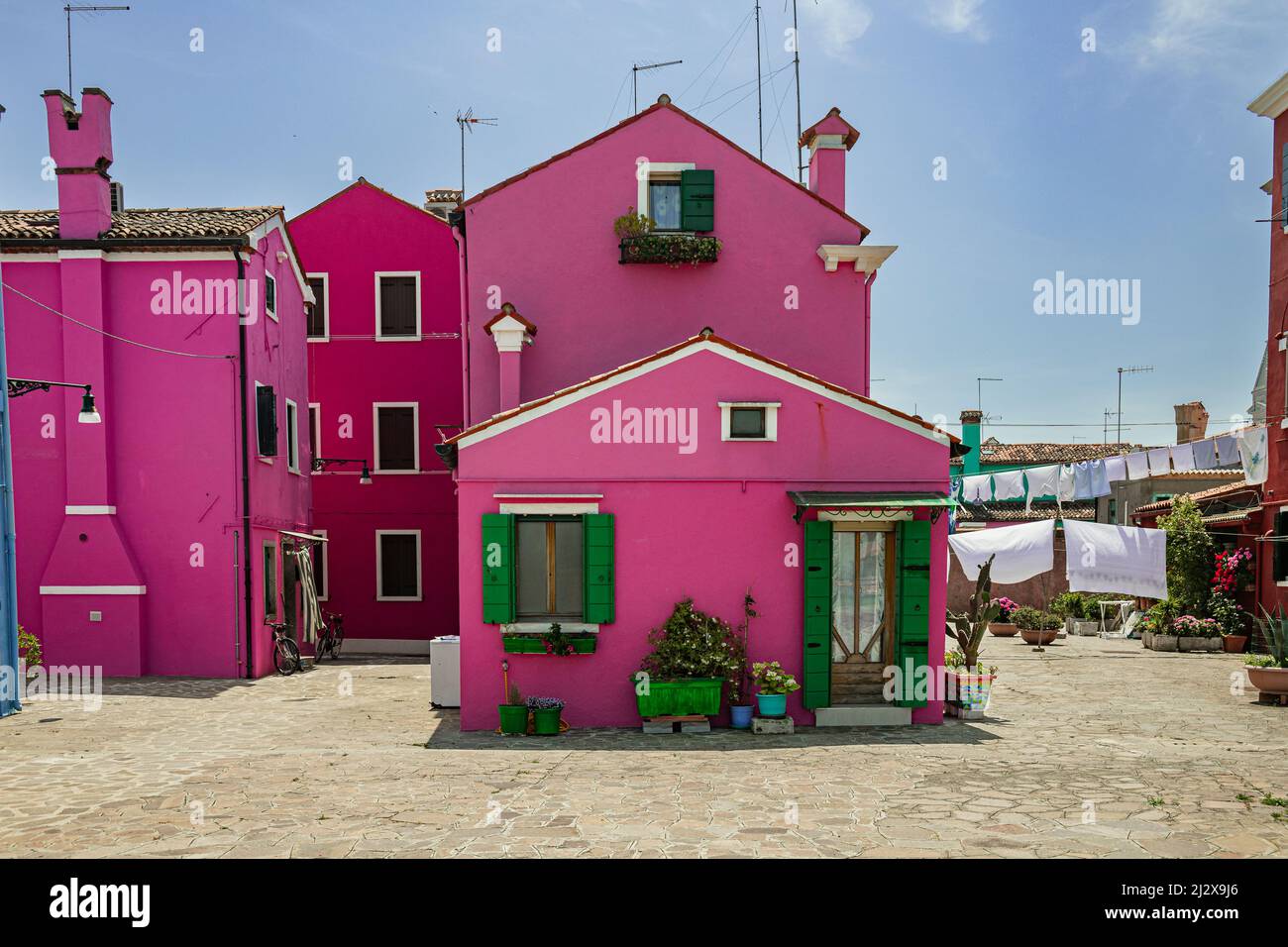Bunte Häuser in Burano Venedig italien Stockfoto