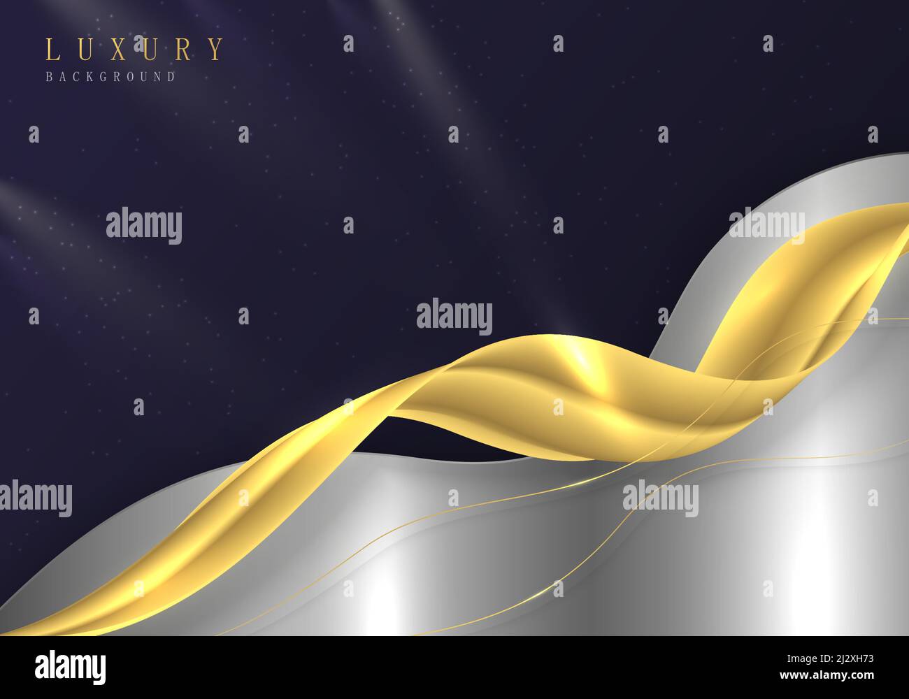 Abstraktes Luxus Gold Vorlage Design mit glatten Linien 3D Kunstwerk. Gut organisiertes Isolieren von Objekten zur Verwendung. Illustrationsvektor Stock Vektor