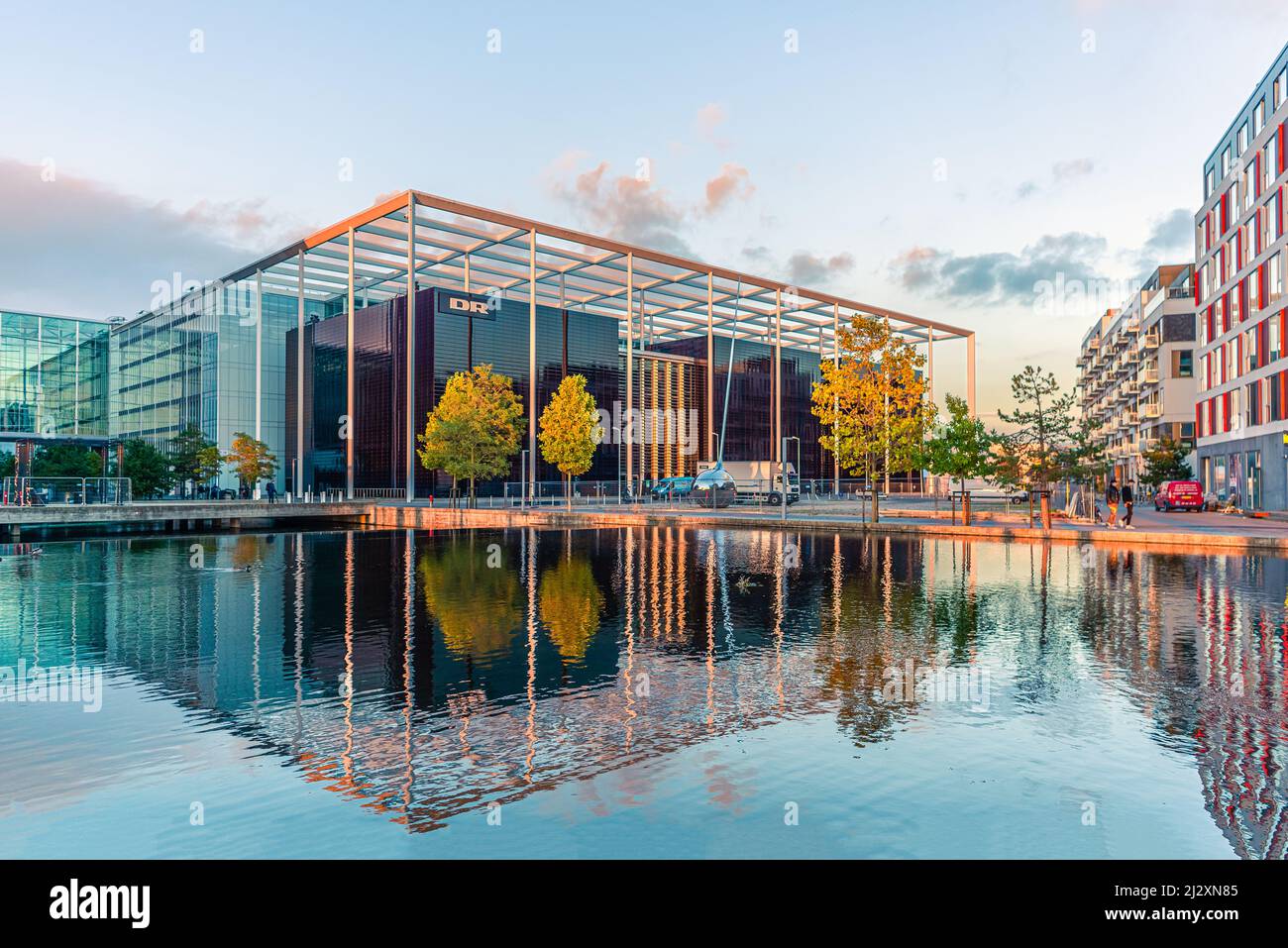 Gebäude von DR Byen - Sitz der Dänischen Rundfunkanstalt, DR, mit Sitz in Kopenhagen, Dänemark. Stockfoto