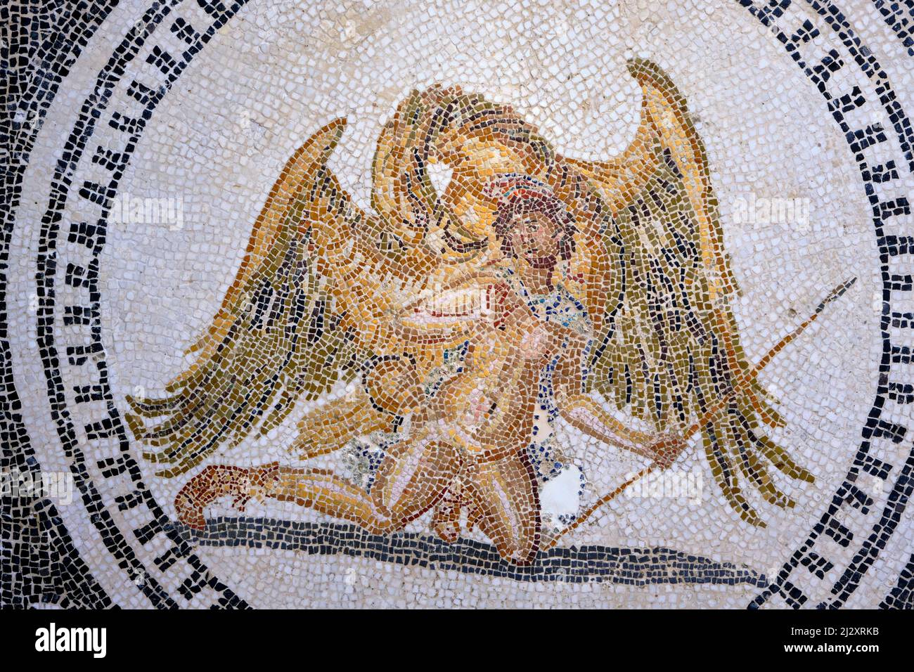 Tunesien, Sousse, Archäologisches Museum, Mosaik der Entführung von Ganymede durch den Adler Zeus, Mitte des 2.. Jahrhunderts Stockfoto