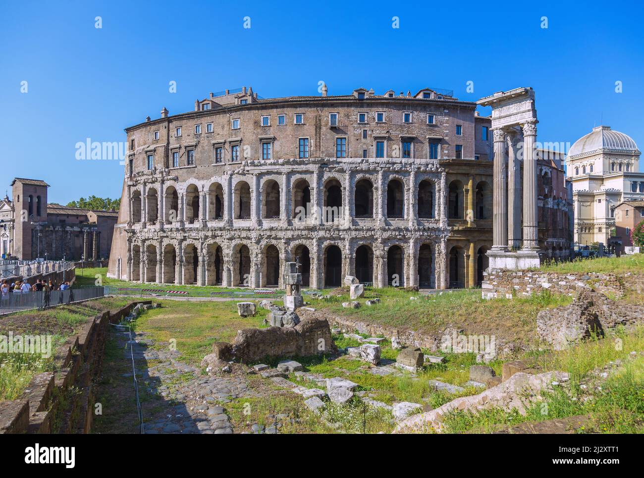 Rom, Marcellus Theater mit Apollotempel, Synagoge Stockfoto