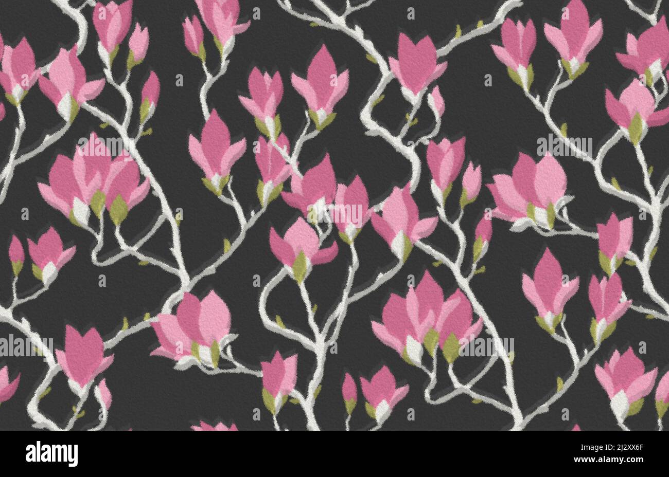 Nahtlos Blühender Frühling Magnolia Blumenmuster Stockfoto