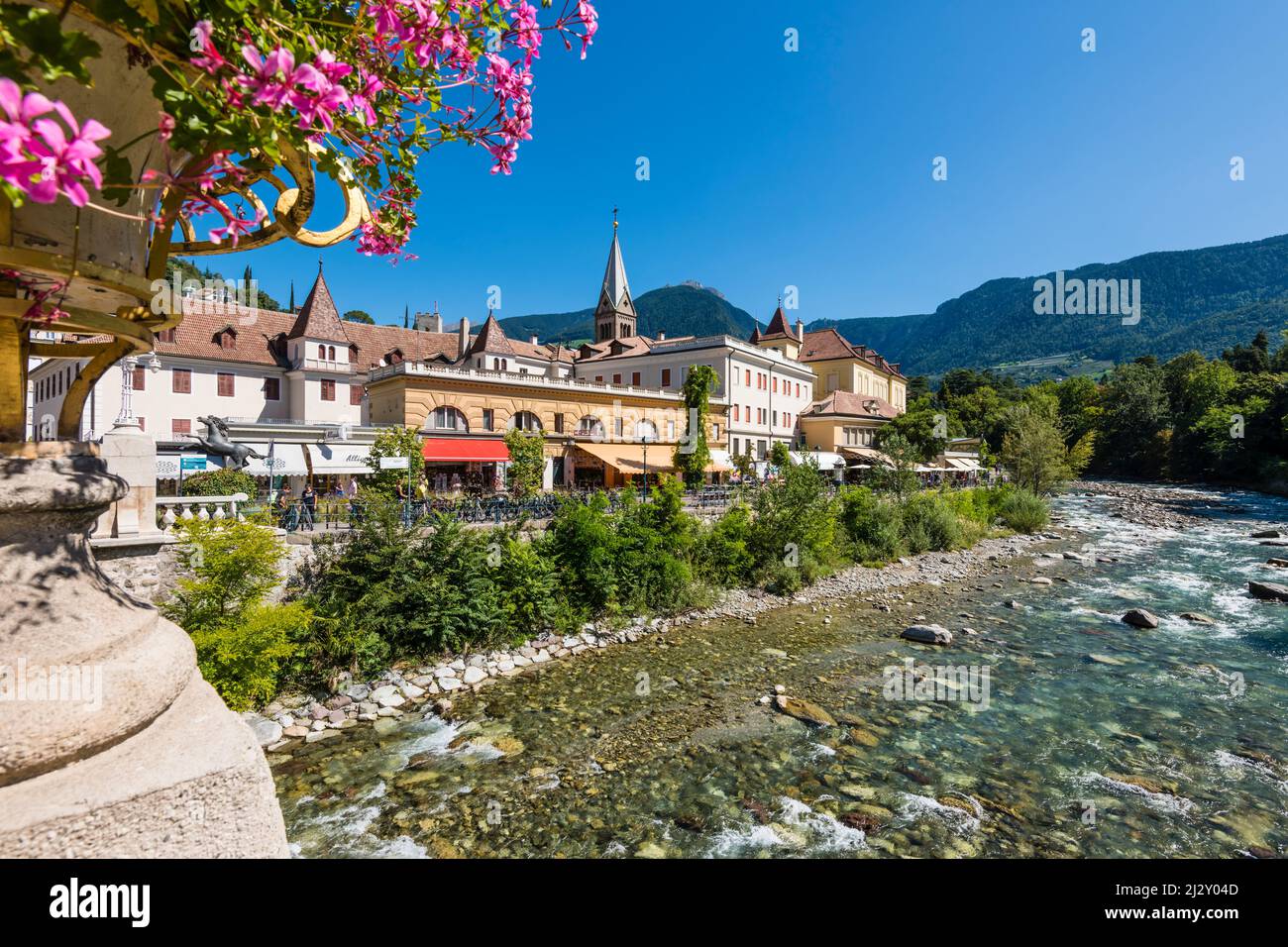 Blick von der Postbrücke, Passer, Meran, Südtirol, Südtirol, Italien Stockfoto
