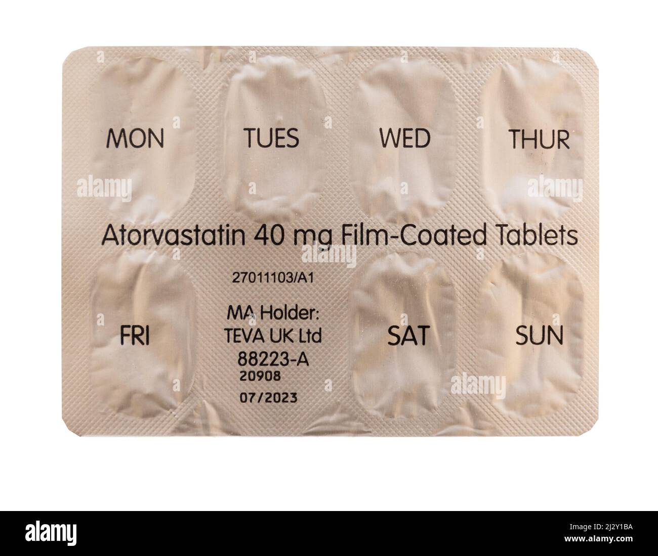Northstar Atorvastatin 40 mg Filmbeschichtete Tabletten im Blisterpack Stockfoto