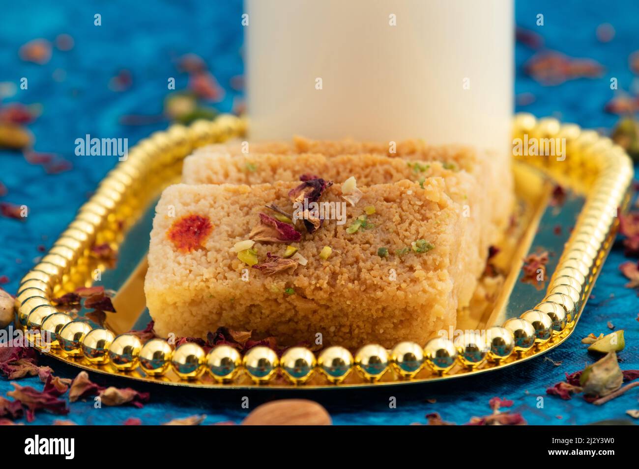 Milkcake Kalakand Burfi Oder Alwar Ka Mawa Barfi Mithai Besteht Aus Khoya Mawa Malai Badam Khoa Ghee Mava Badaam Kaju Pista Wird Auf Deepawali Genossen Stockfoto