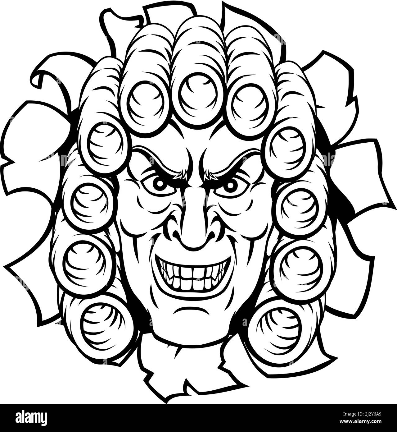 Beängstigend Richter Zeichentrickfigur Stock Vektor