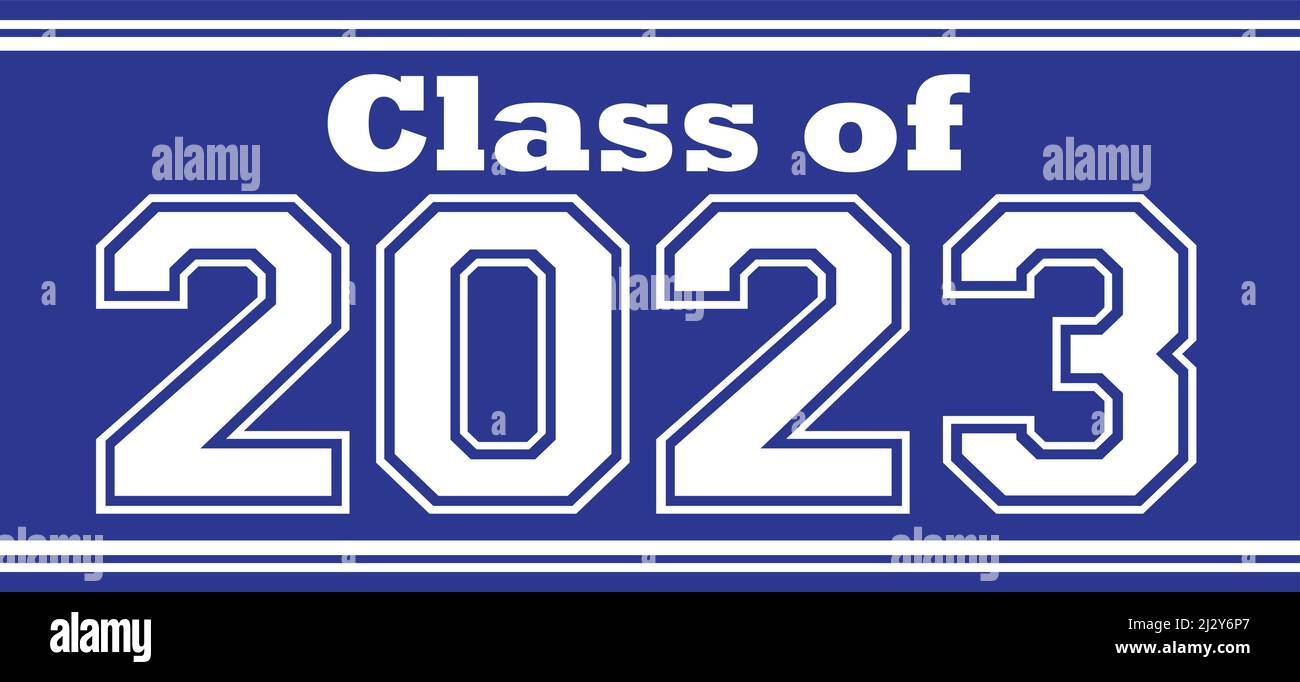 Banner der Klasse 2023 mit blauem Hintergrund Stock Vektor