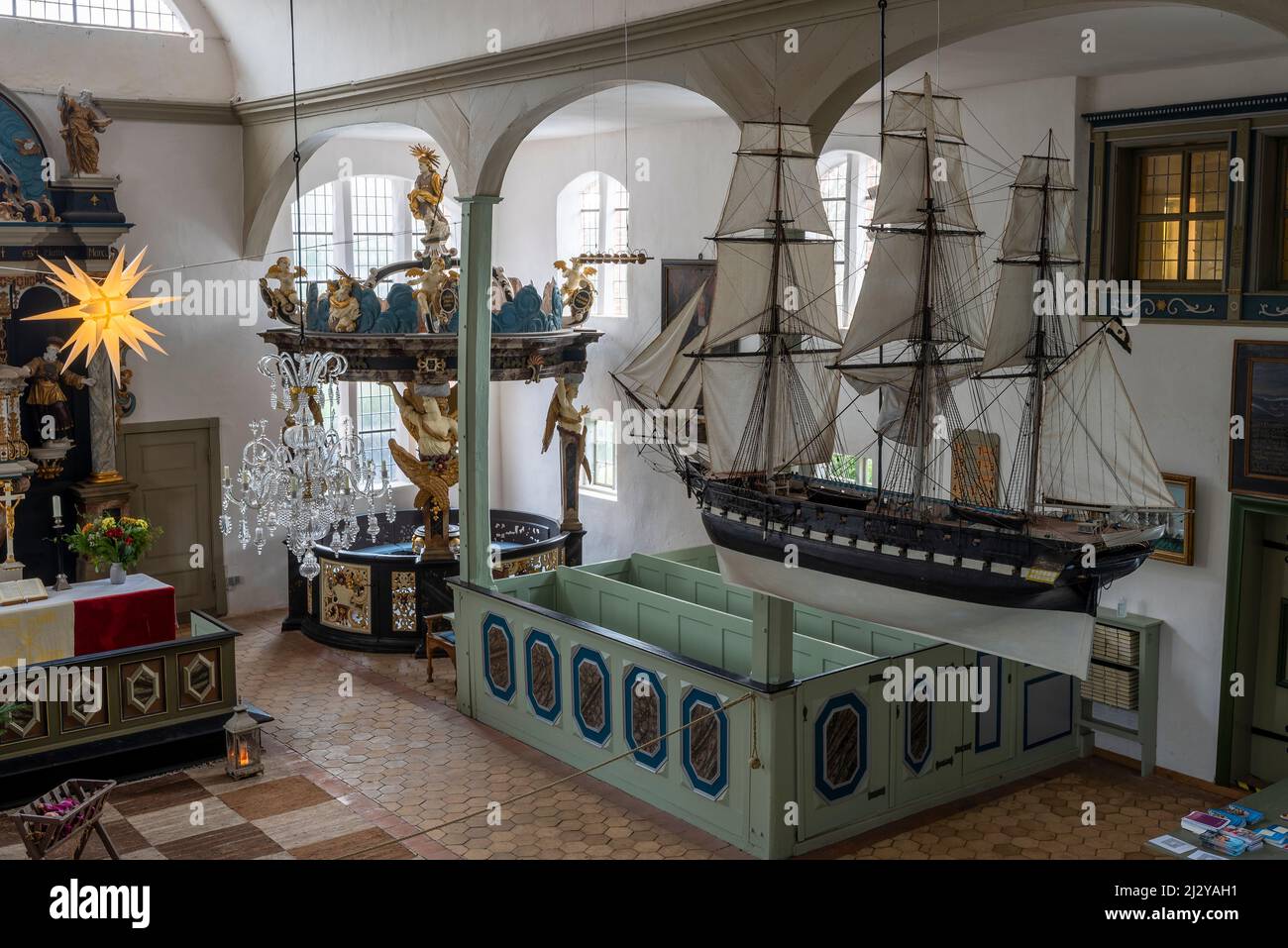 Seemannskirche, ist eines der ältesten Denkmäler auf der Ostseeinsel Fischland-Darss-Zingst, Prerow, Mecklenburg-Vorpommern, Deutschland Stockfoto