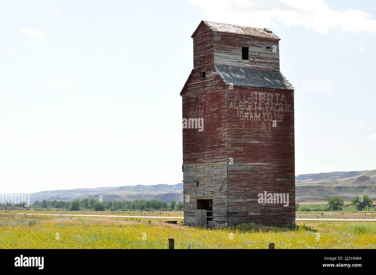Der alte Aufzug von Alberta Pacific Grain Co Ltd in Dorothy, Alberta. 9. August 2011. Stockfoto