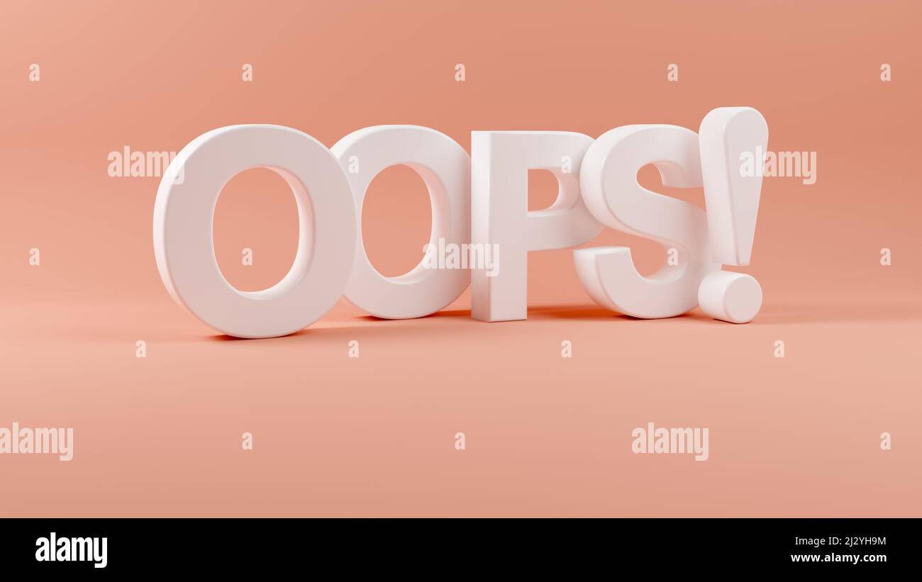 Das Wort Hoppla im jahr 3D. Stockfoto