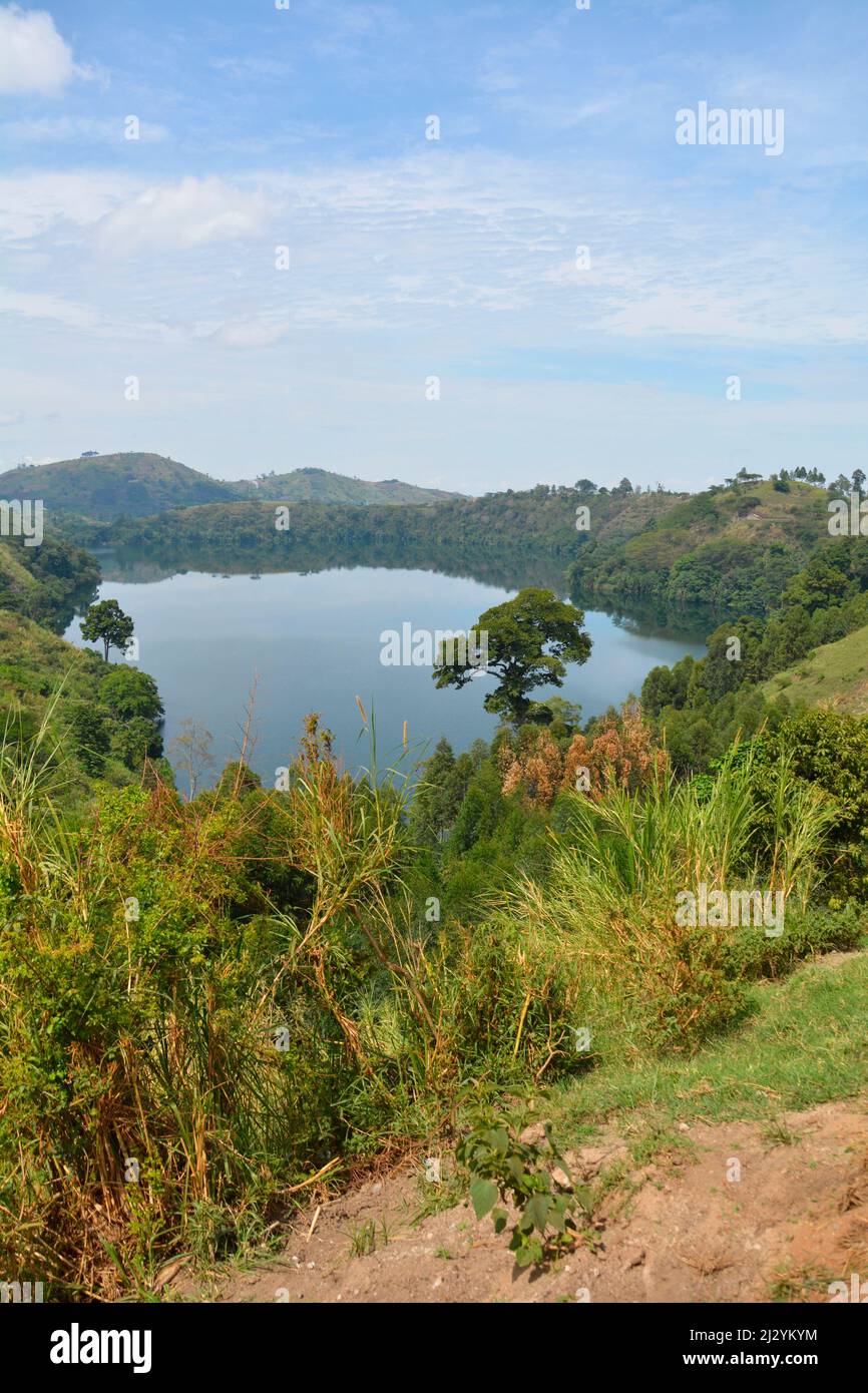Uganda; westliche Region; Kibale-Nationalpark; Nkuruba-Krater-See südlich von Fort Portal; Teil der Kasenda-Krater-Gruppe; abgebildet auf der Schilling-Banknote 20.000 Stockfoto
