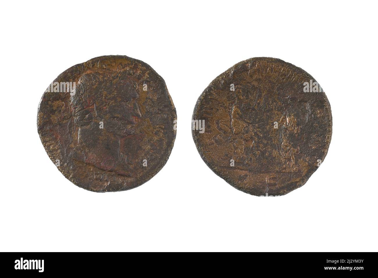 Römische Münze - Römischer Sestertius des Reiches. Stockfoto