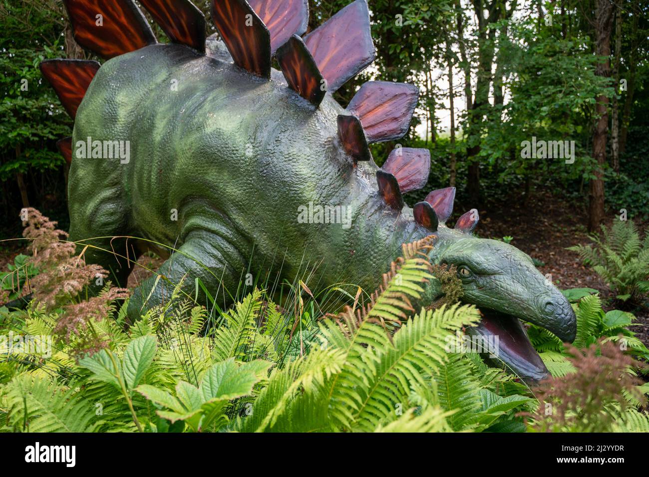 Dinosaurierskulptur in Originalgröße im Balckpool Zoo Stockfoto