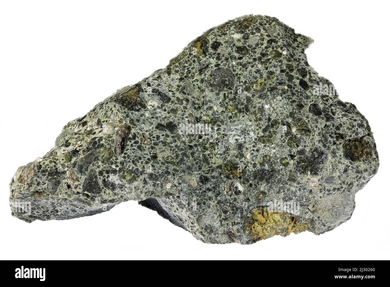 Diamanthaltiges natürliches raues Kimberlit aus der Kimberley Mine, Südafrika, isoliert auf weißem Hintergrund Stockfoto