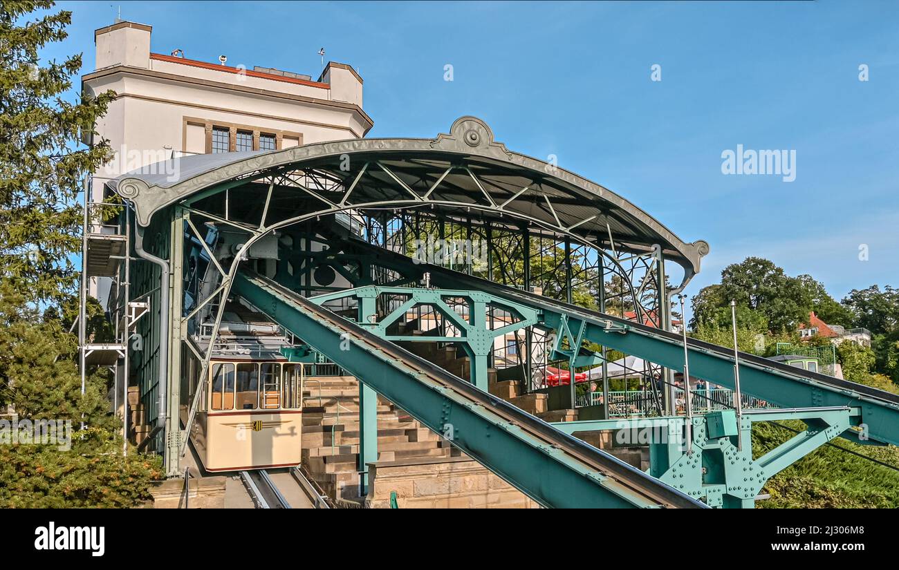 Hängebahn Dresden Loschwitz im Sommer, Sachsen, Deutschland Stockfoto