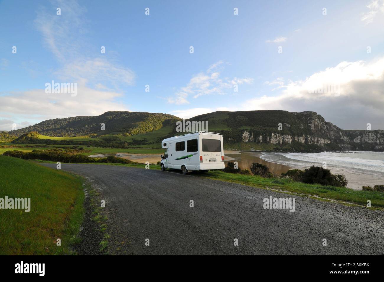 Camping über dem Sandstrand an der Ostküste von Neuseeland &#39;s Südinsel Stockfoto