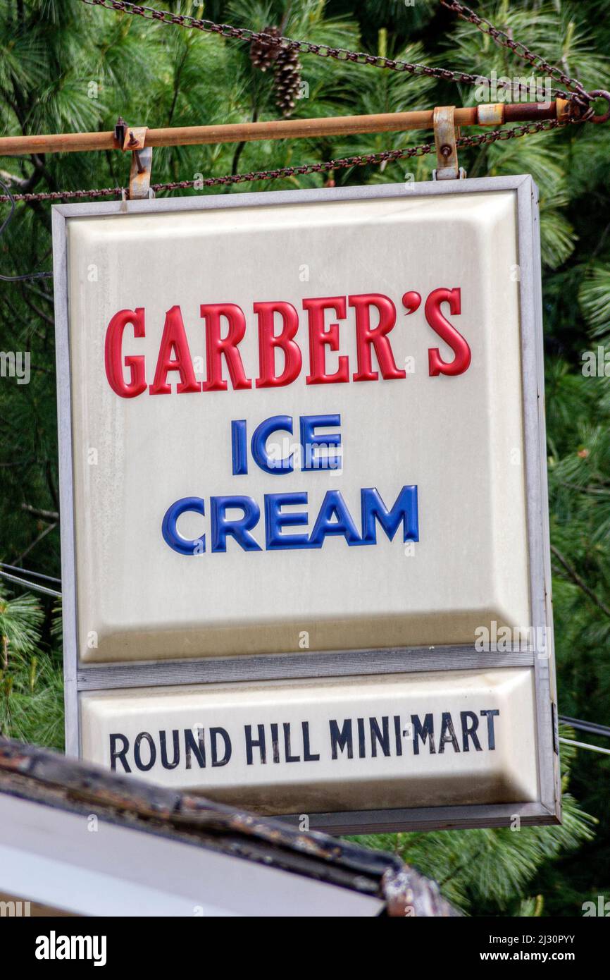 Round Hill Virginia, Schild Garber's Ice Cream Stockfoto