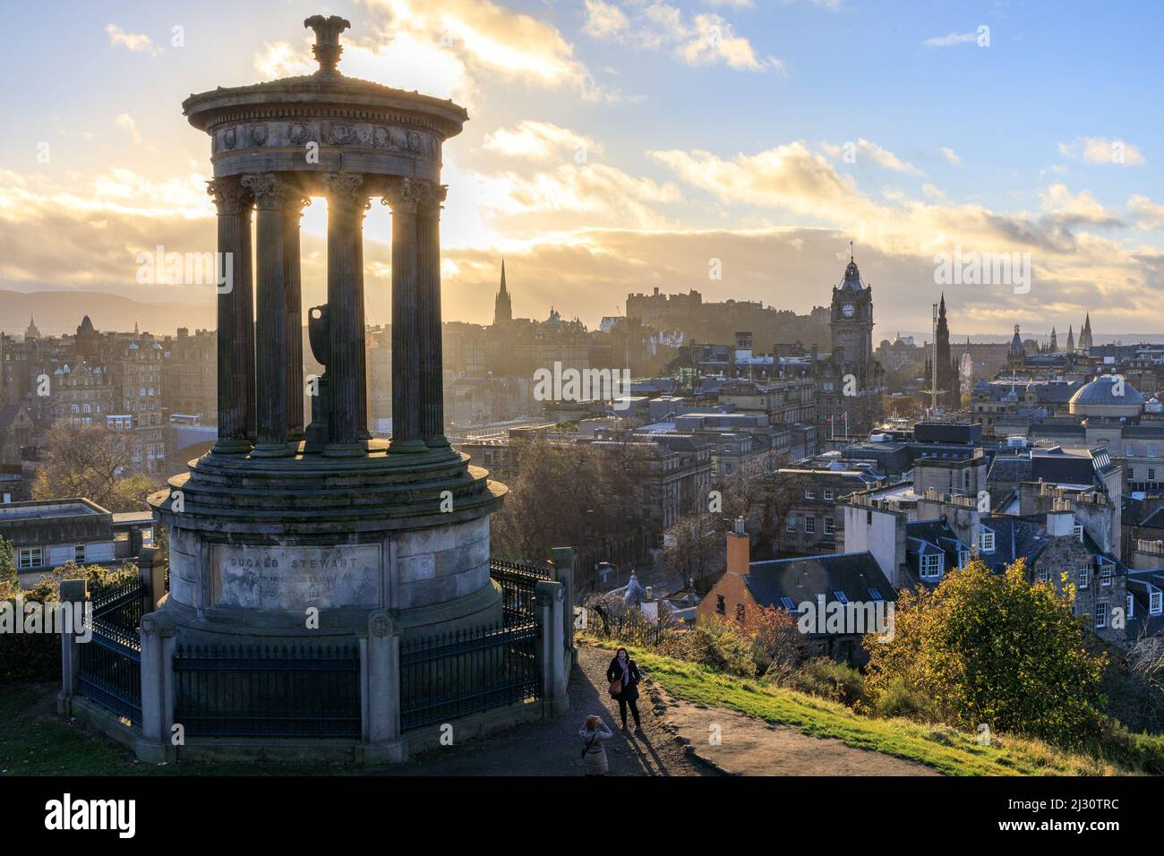 Dugald Stewart Monument, Edinburgh aus Calton Hill, Schottland, Großbritannien Stockfoto