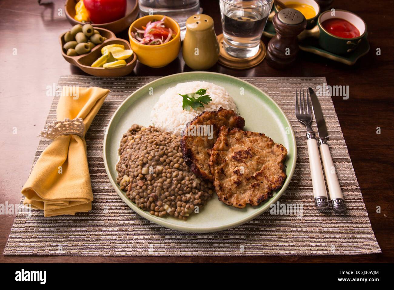 Peruanischen Komfort Essen hausgemachte traditionelle Gastronomie Buffet-Tisch Stockfoto