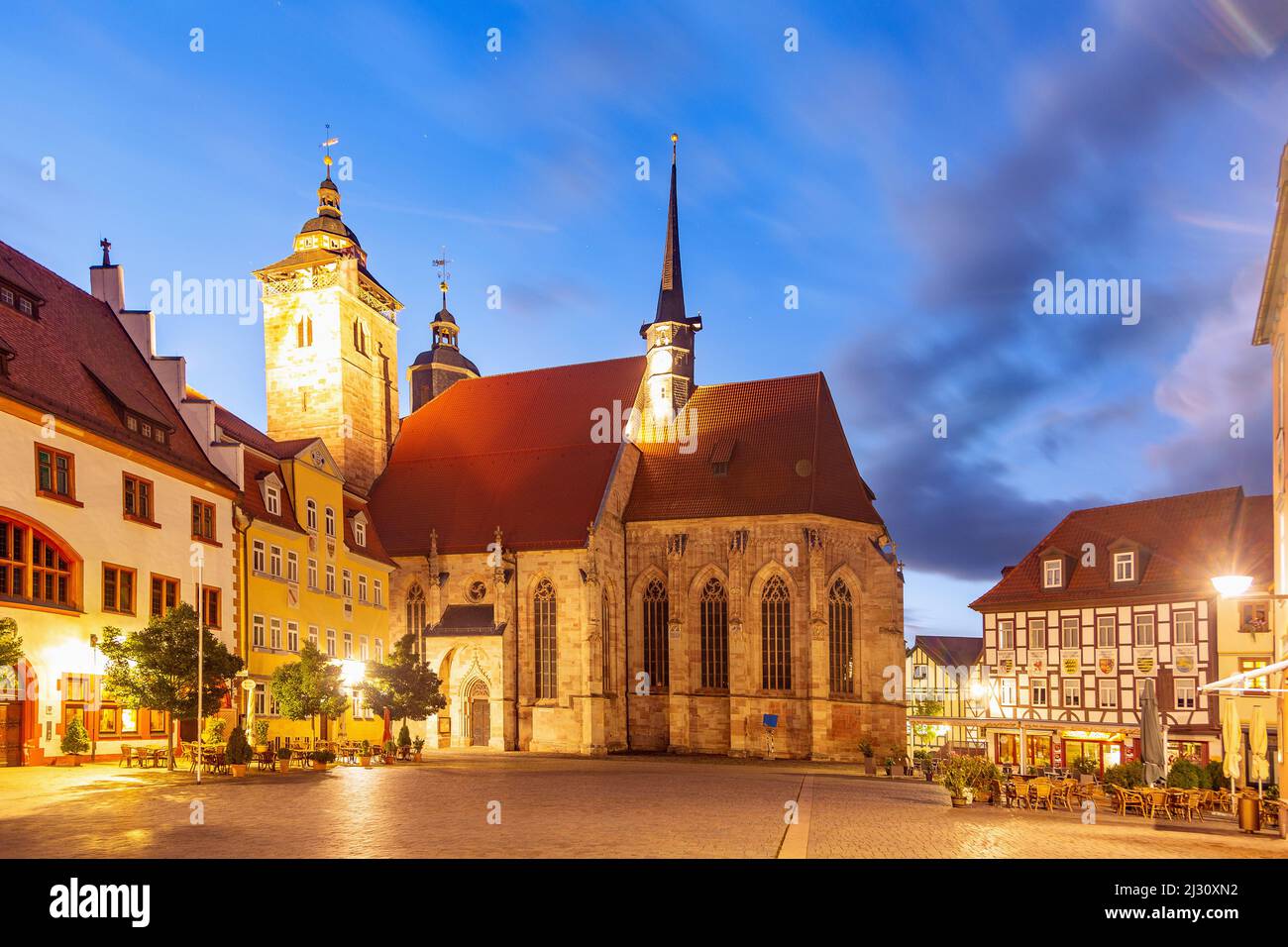 Schmalkalden; alter Markt; Rathaus, St.-Georgs-Kirche Stockfoto