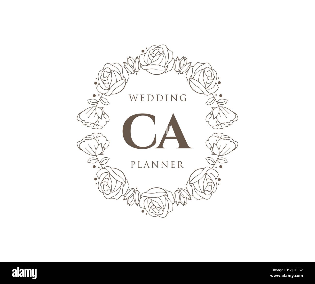 CA Initials Letter Hochzeit Monogram Logos Kollektion, handgezeichnete moderne minimalistische und florale Vorlagen für Einladungskarten, Save the Date, elegant Stock Vektor