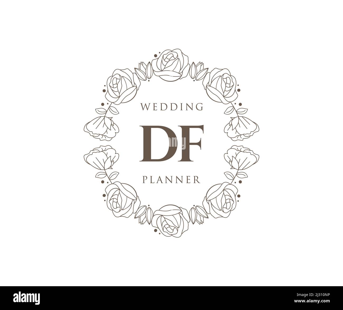 DF Initials Letter Hochzeit Monogram Logos Kollektion, handgezeichnete moderne minimalistische und florale Vorlagen für Einladungskarten, Save the Date, elegant Stock Vektor