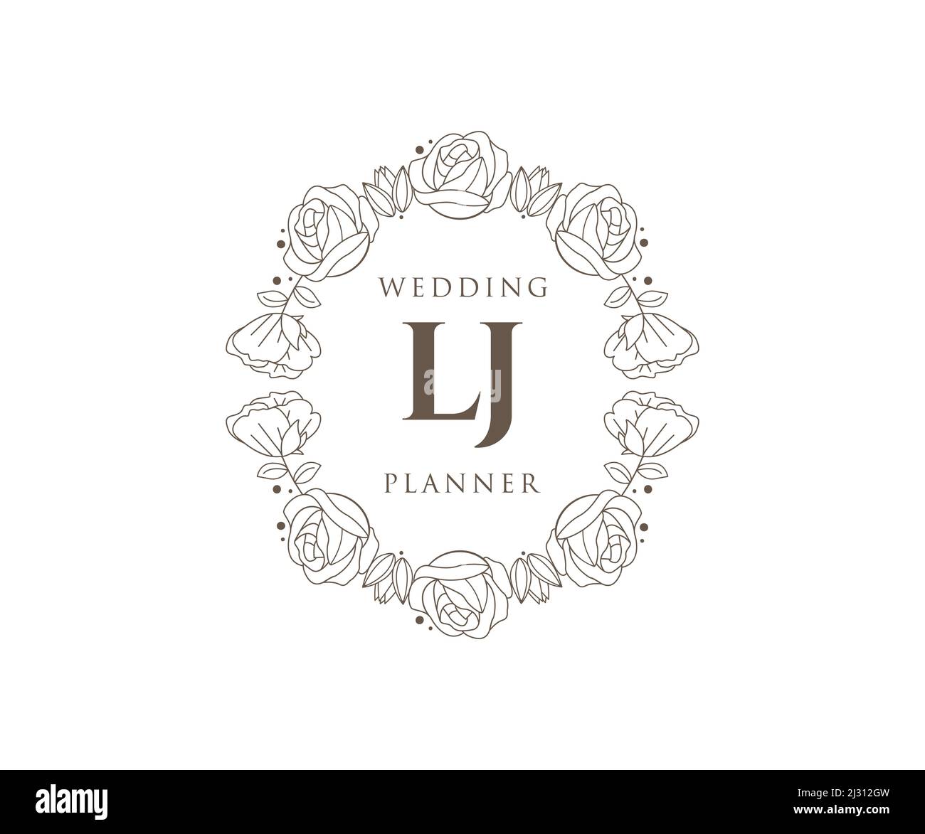LJ Initials Letter Hochzeit Monogram Logos Kollektion, handgezeichnete moderne minimalistische und florale Vorlagen für Einladungskarten, Save the Date, elegant Stock Vektor