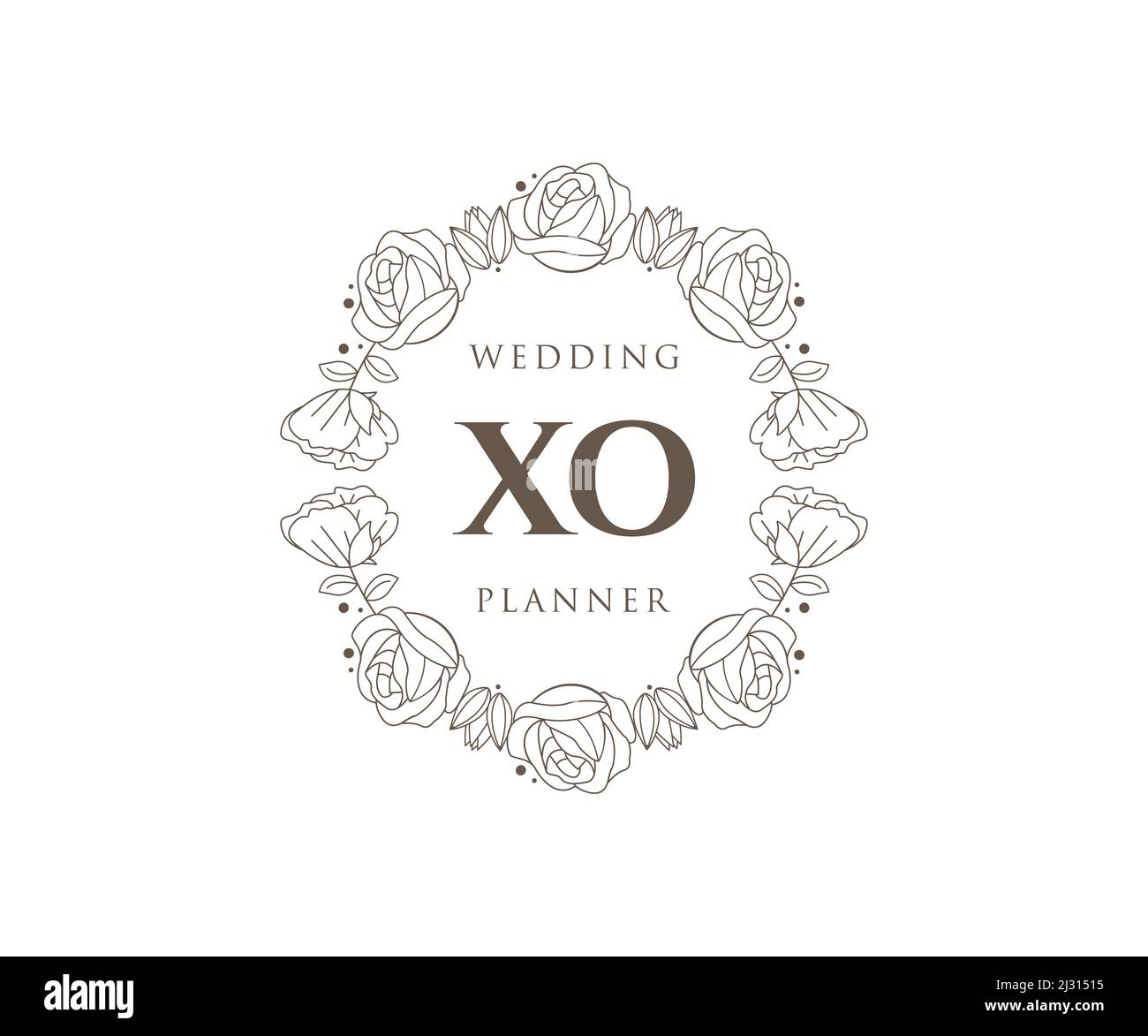 XO Initials Letter Hochzeit Monogram Logos Kollektion, handgezeichnete moderne minimalistische und florale Vorlagen für Einladungskarten, Save the Date, elegant Stock Vektor