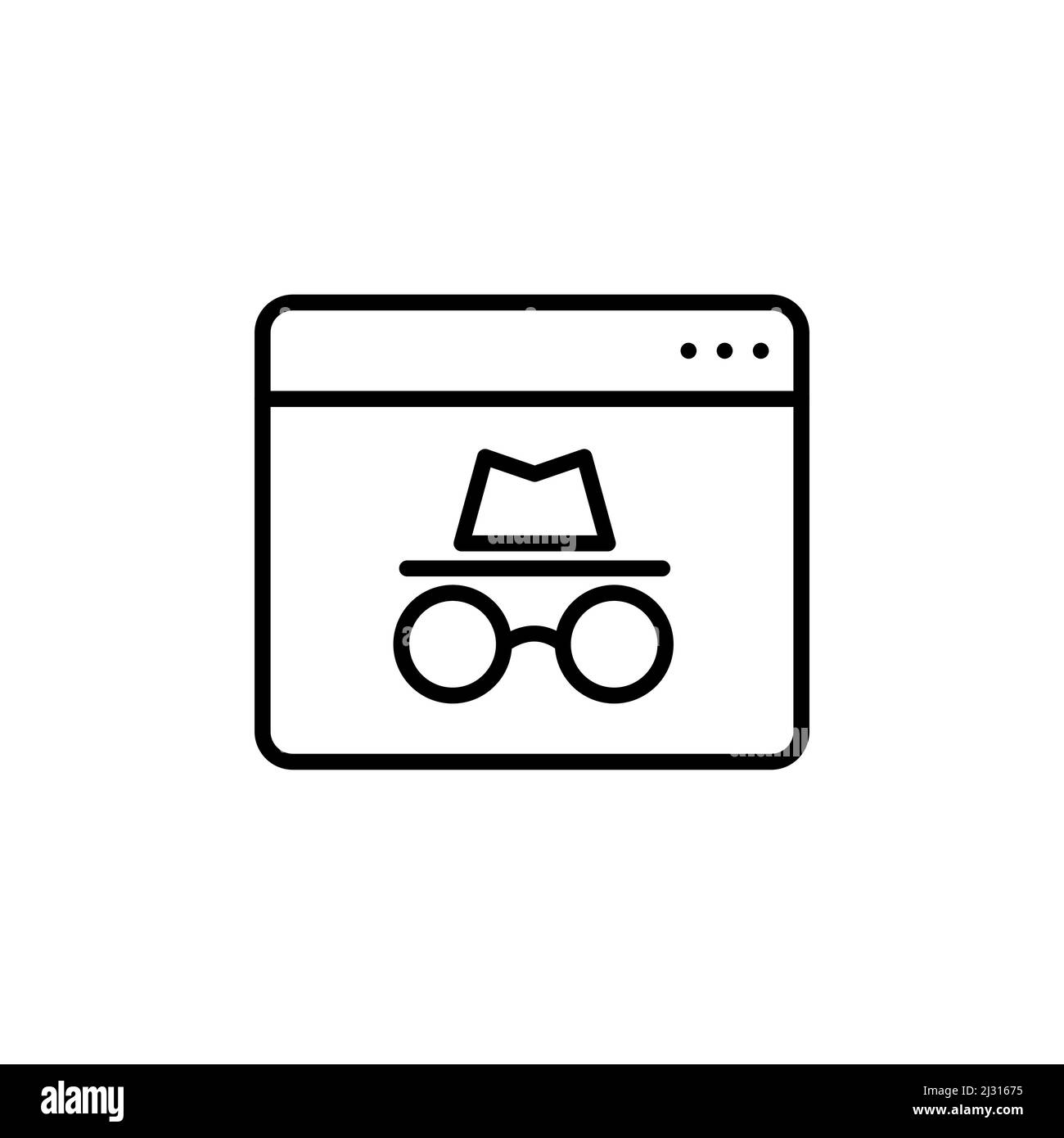 Privater Browser Fenster flaches Symbol, Vektor-Zeichen, Browser Inkognito-Fenster Bunte Piktogramm auf weiß isoliert. Symbol, Logo-Illustration. Flacher Style de Stock Vektor