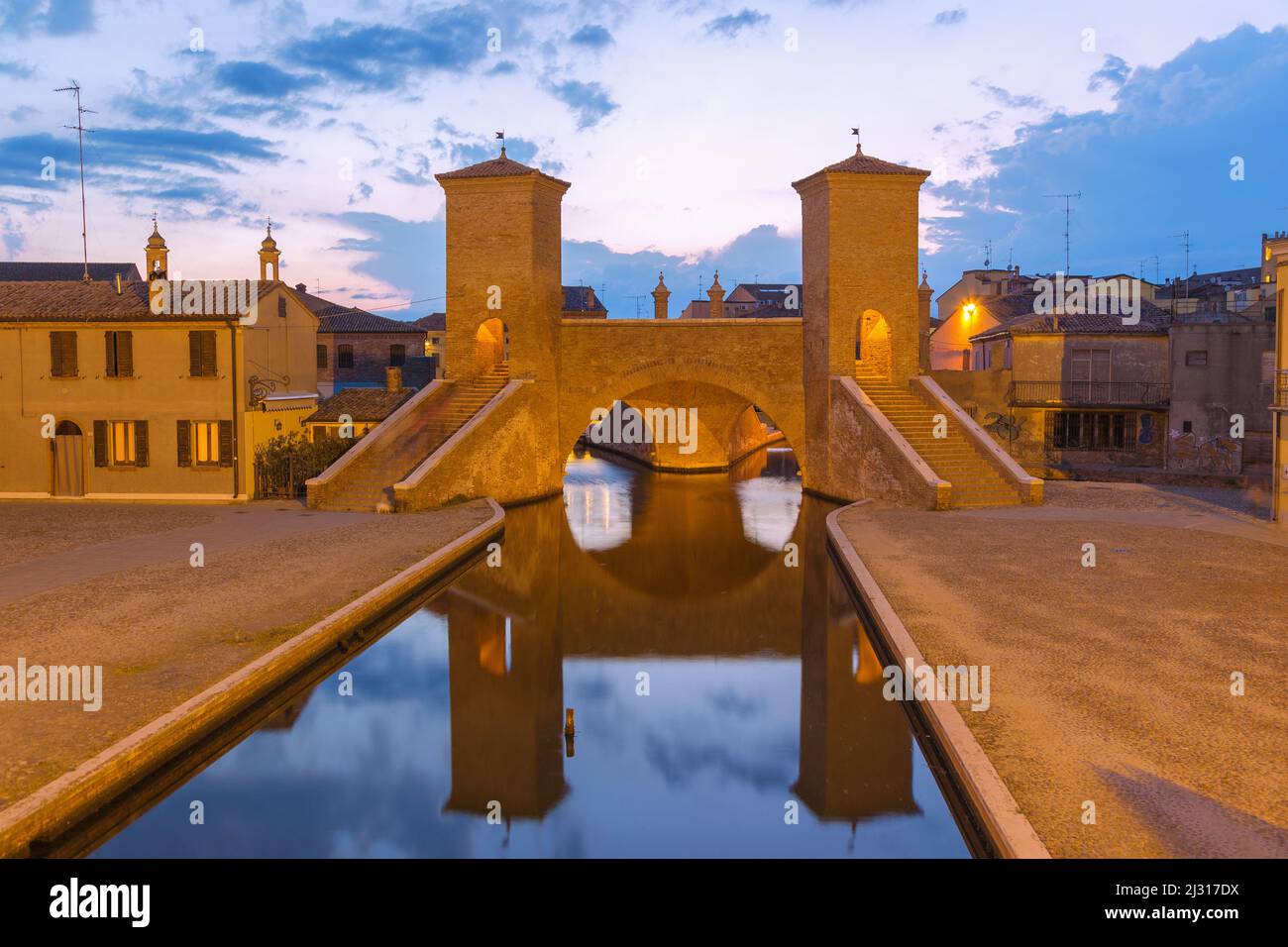 Comacchio; Trepponti Stockfoto