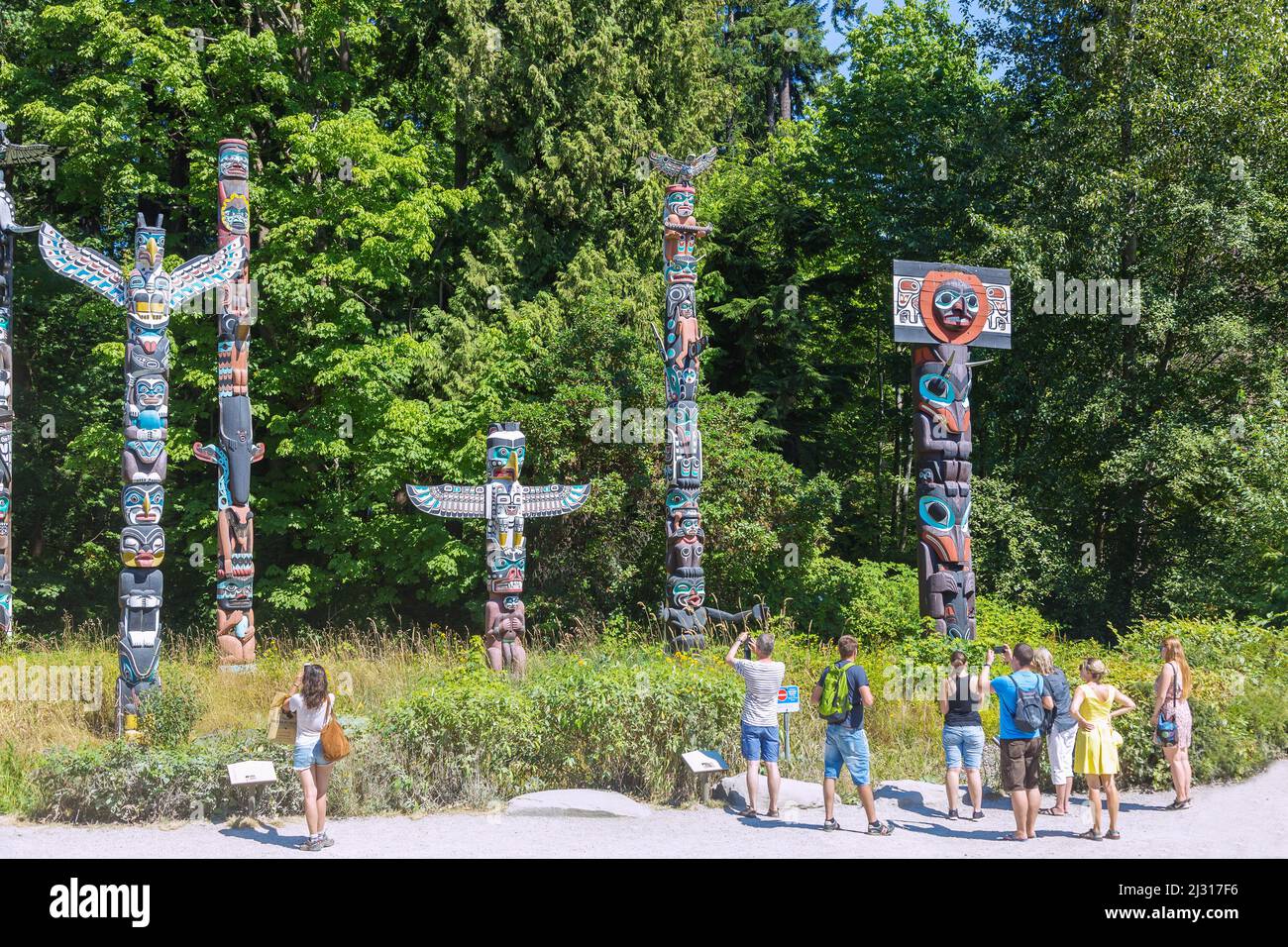 Vancouver, Stanley Park, Totempfähle Stockfoto