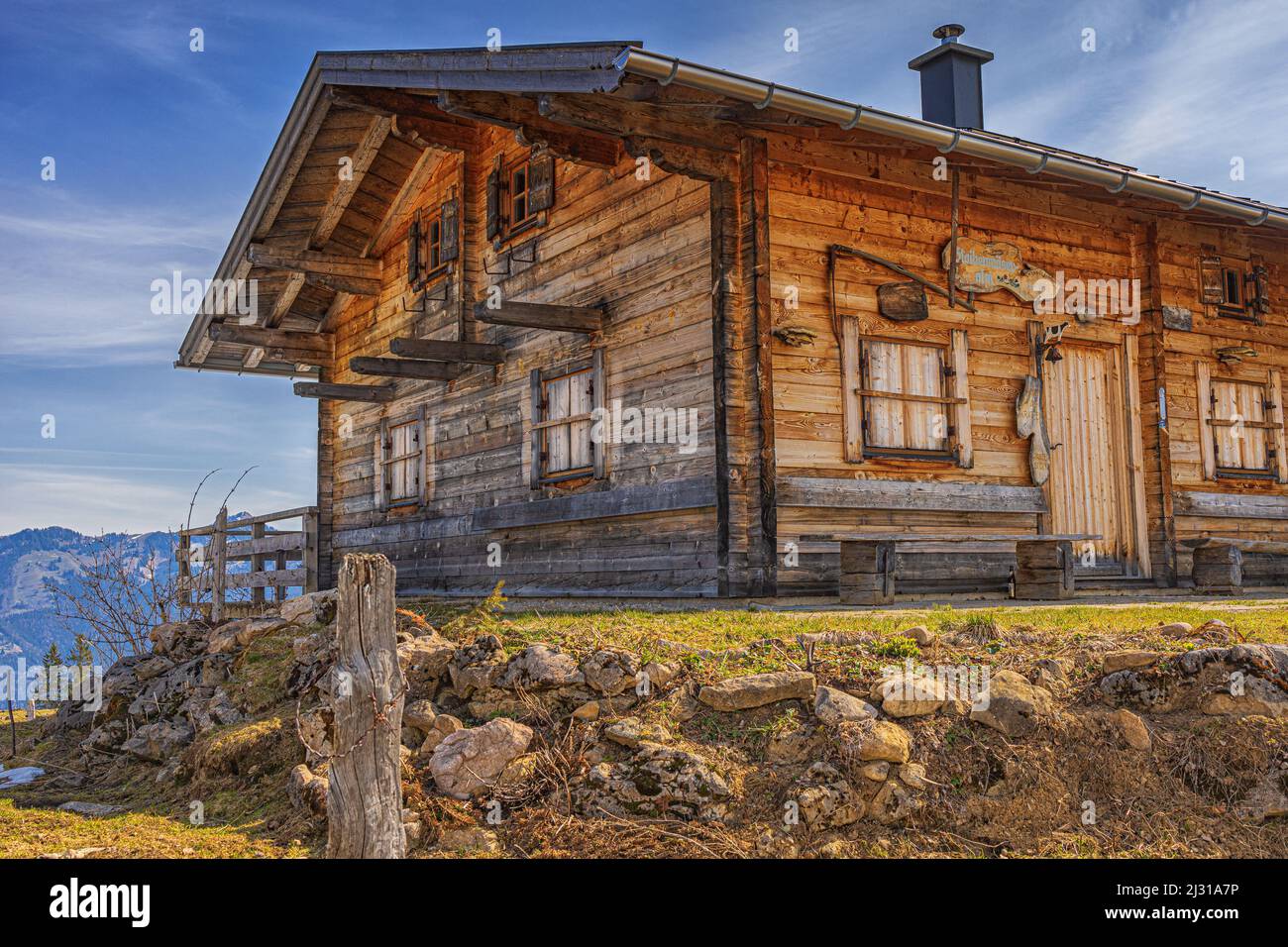Stoibemöseralm im Frühjahr, Reit im Winkl, Oberbayern,Bayern,Deutschland Stockfoto