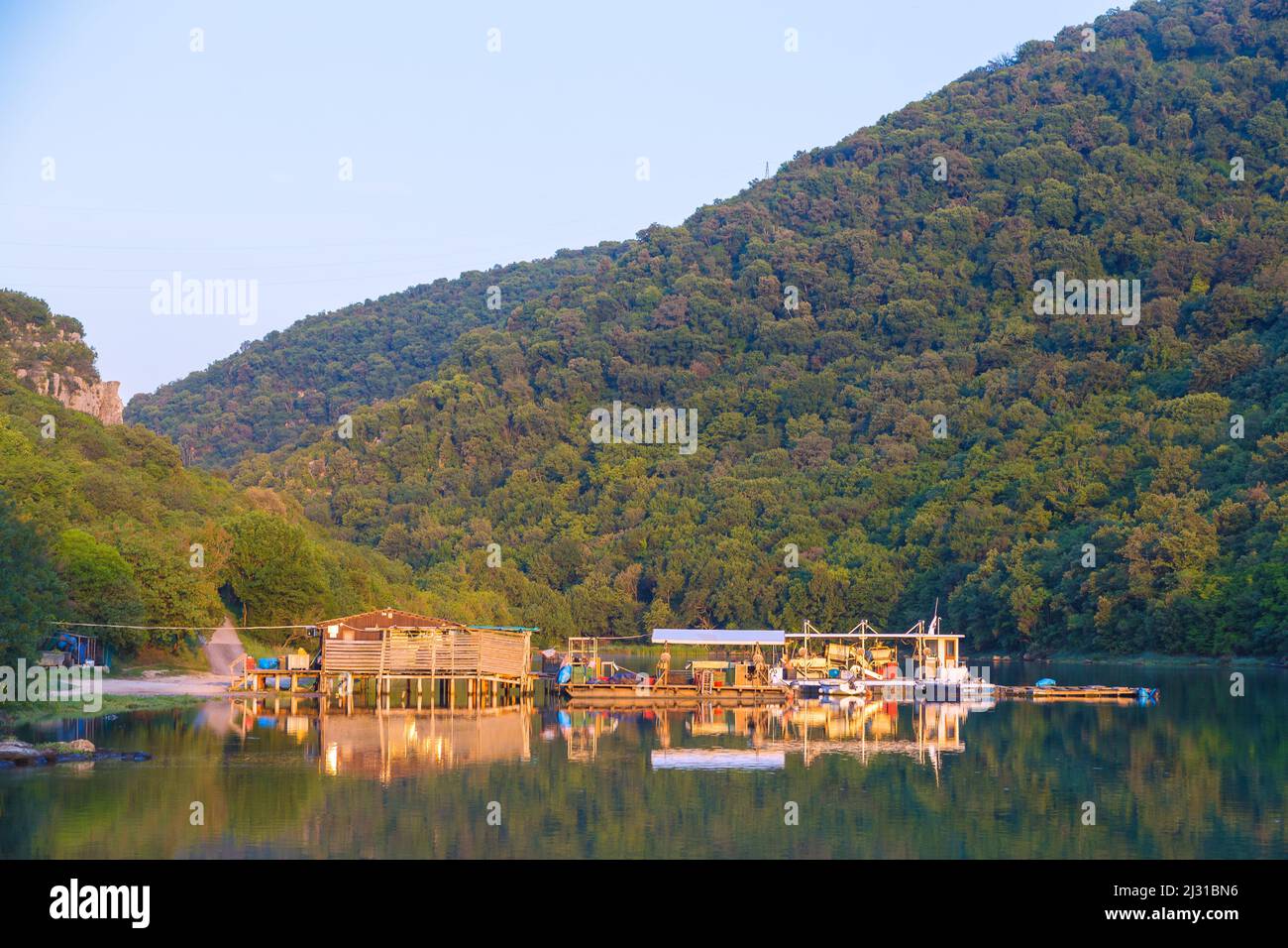 Limski Kanal, Muschelzucht, Austernzucht Stockfoto