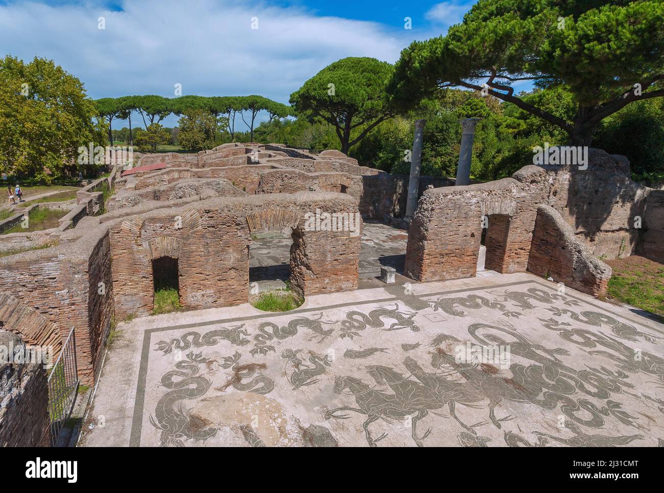 Rom, Ostia Antica, Terme di Nettuno, Mosaikboden Stockfoto