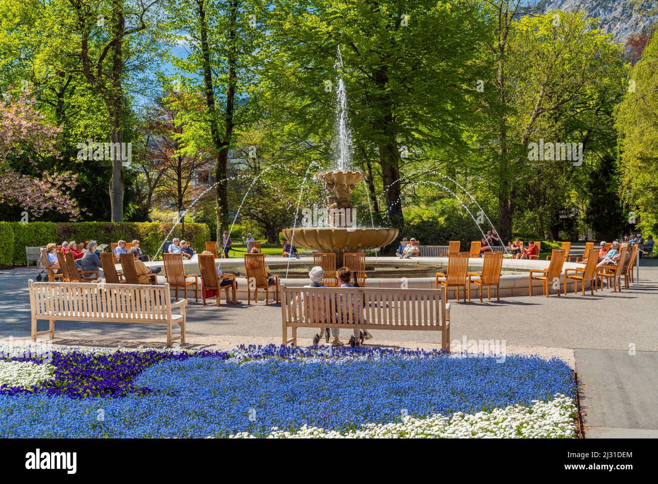 AlpenSole-Brunnen im Kurpark von Bad Reichenhall, Berchtesgadener Land, Oberbayern, Bayern, Deutschland Stockfoto