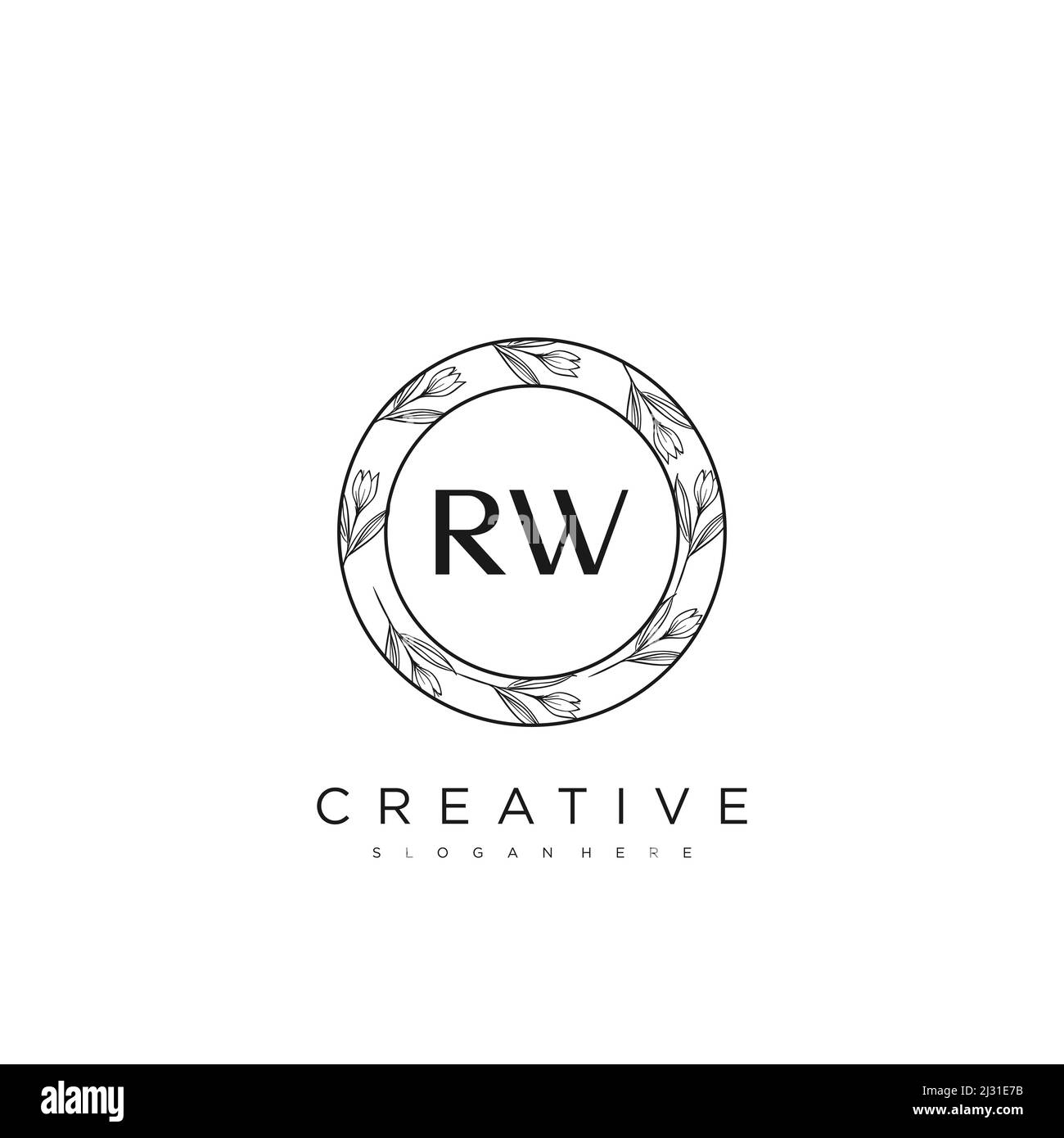 RW Anfangsbuchstabe Blume Logo Vorlage Vektor Premium-Vektor Stock Vektor