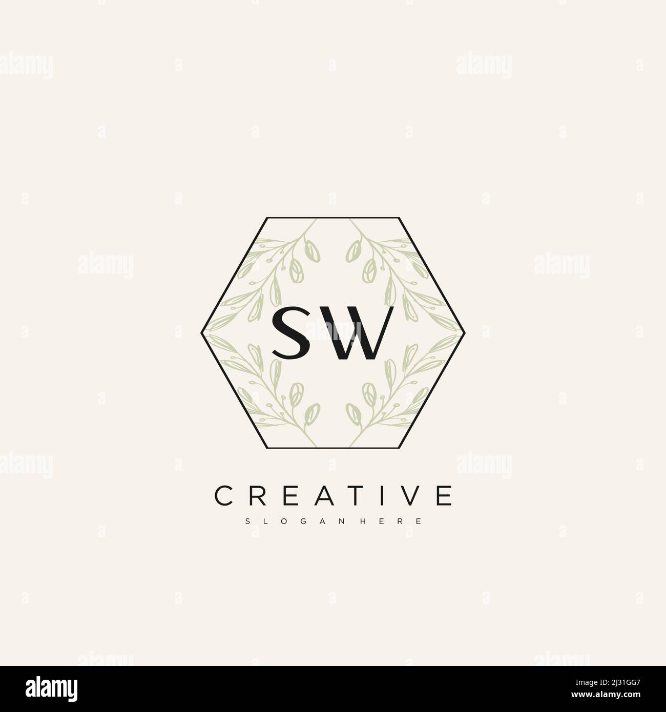 SW Initial Letter Flower Logo Template Vektor Premium-Vektor Stock Vektor
