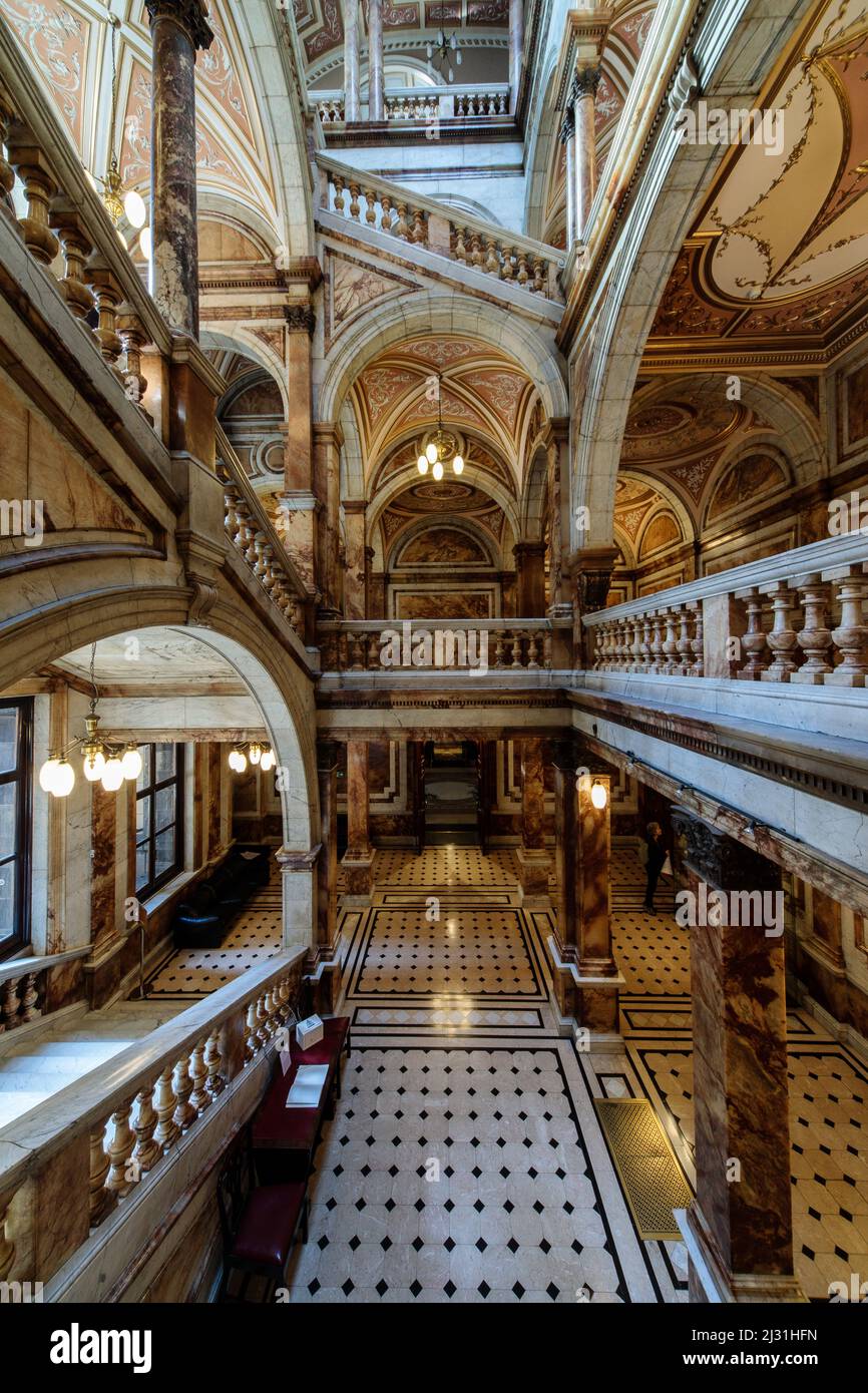 Marmortreppe, Eingang, Rathaus, Architekturdenkmal, Treppe, City Chambers, Glasgow, Schottland Großbritannien Stockfoto