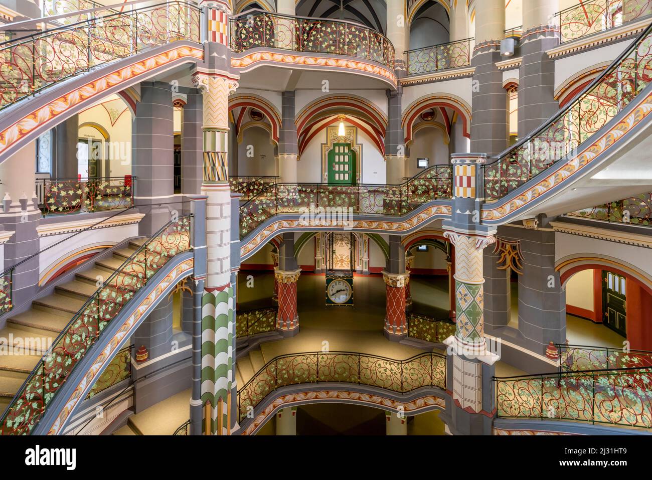 Landgericht Halle, prächtige Treppe, Halle, Sachsen-Anhalt, Deutschland Stockfoto