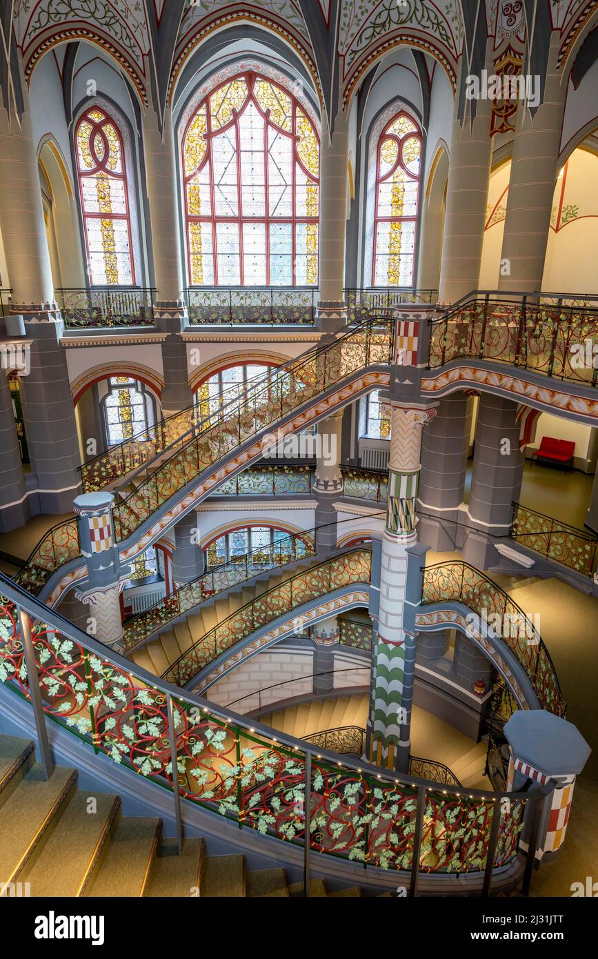 Landgericht Halle, prächtige Treppe, Halle, Sachsen-Anhalt, Deutschland Stockfoto