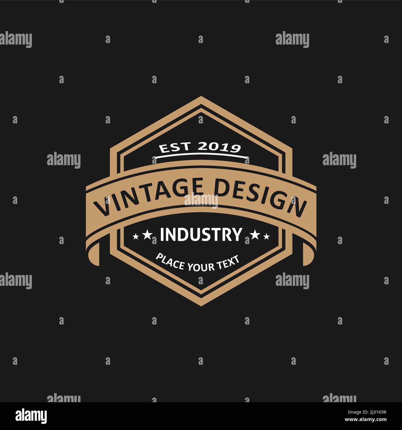 Sechseckiges Retro-Logo im Vintage-Look Stock Vektor