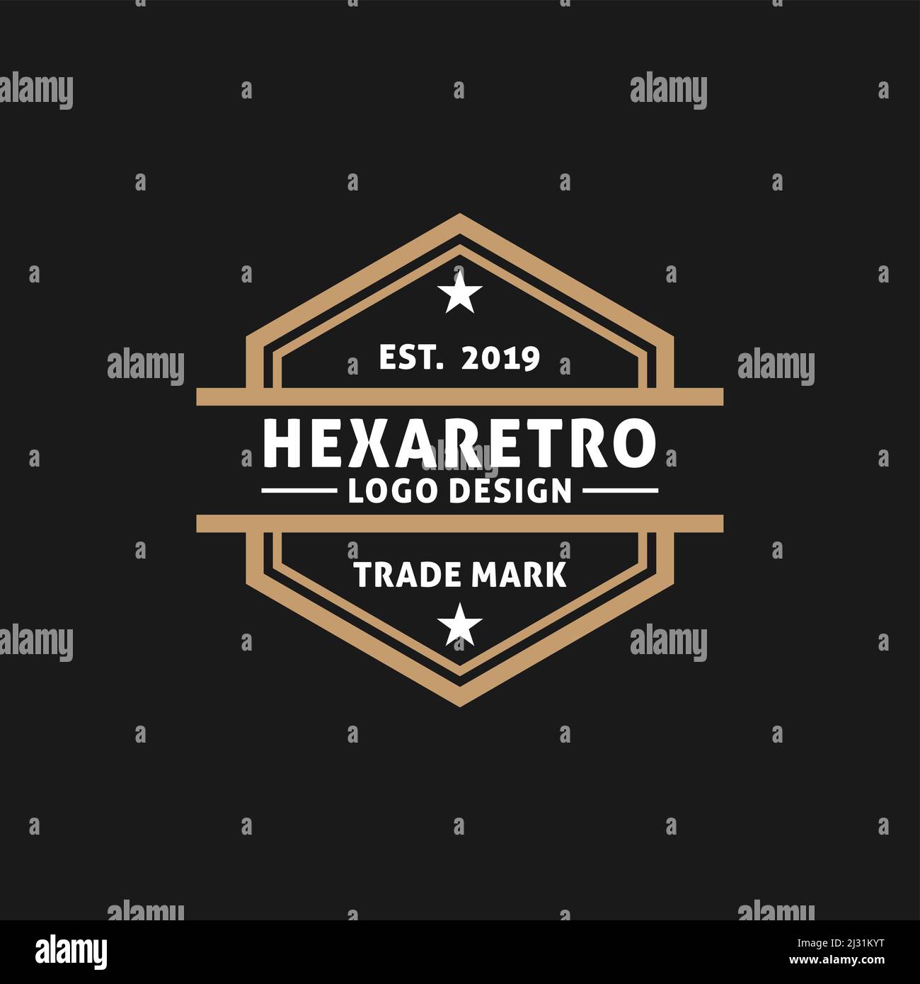 Sechseckiges Retro-Logo im Vintage-Look Stock Vektor