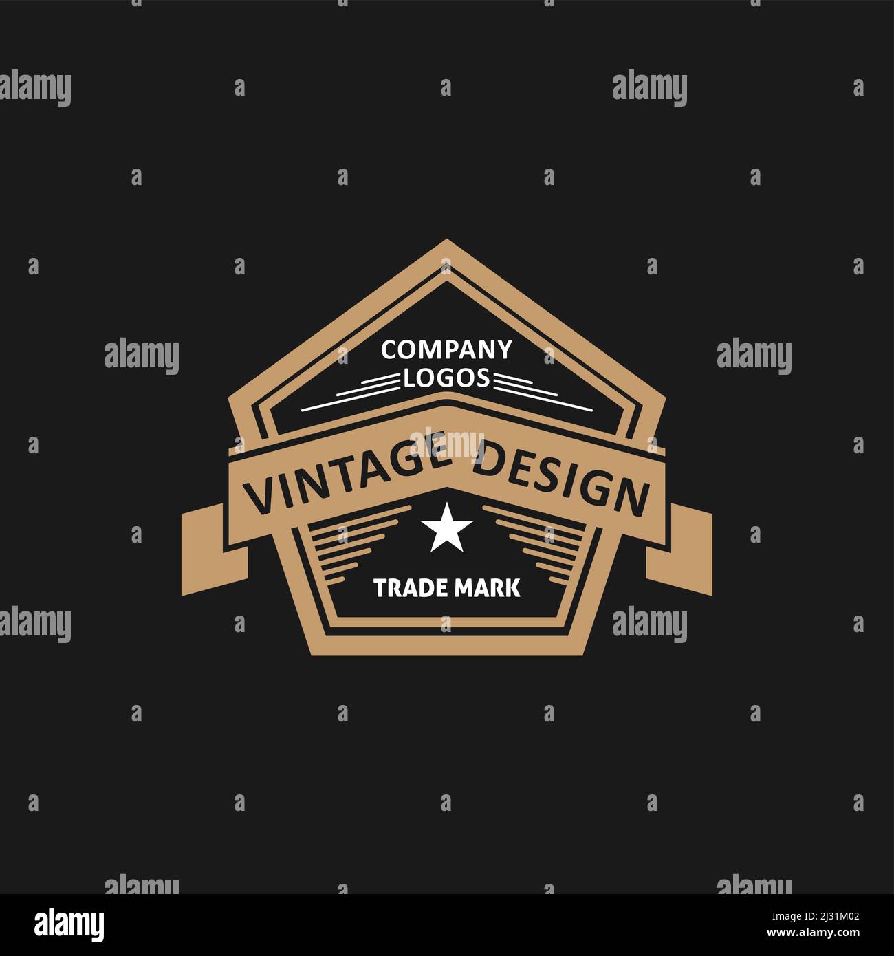 Fünfeckiges Retro-Logo im Vintage-Stil Stock Vektor