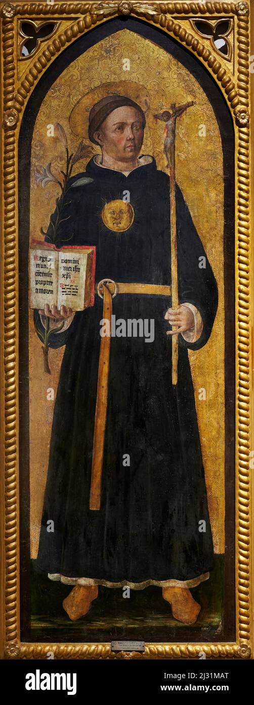 St. Nikolaus von Tolentino - Öl auf Holz - Bonifacio Bembo - 15. Jahrhundert - Cremona, Italien, Bürgermuseum Ala Ponzone Stockfoto